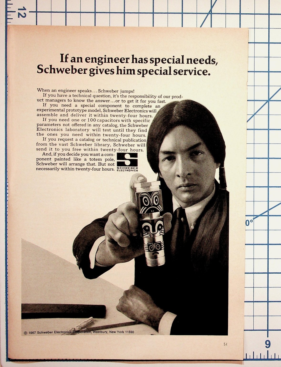 1967 Schweber Electronics Ad Totem Pole Component Westbury NY Vintage Magazine