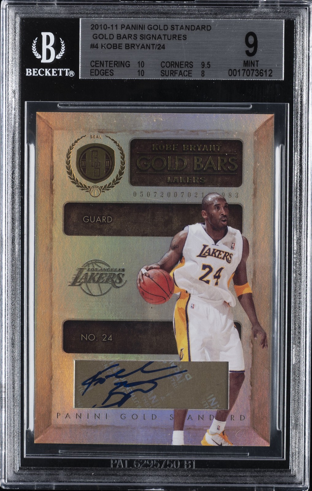 2010-11 PANINI GOLD STANDARD GOLD BAR SIGNATURES KOBE BRYANT BGS 9
