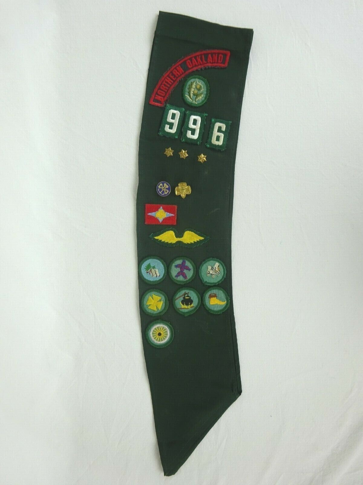 Vintage Girl Scout Sash Merit Badges Patches & Pins ~ Northern Oakland 996