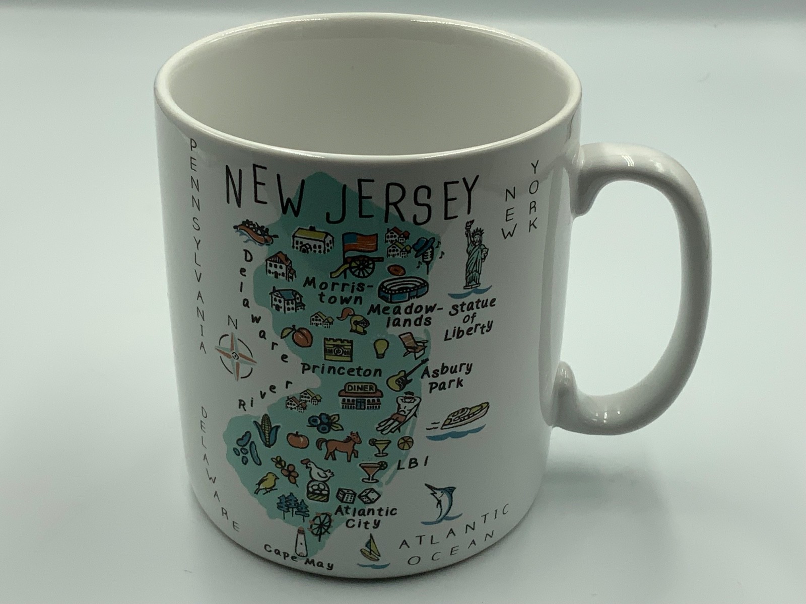 222 Fifth ~ “My Place “ New Jersey Garden State Map  ~ Jumbo 24 Oz Mug ~ NEW