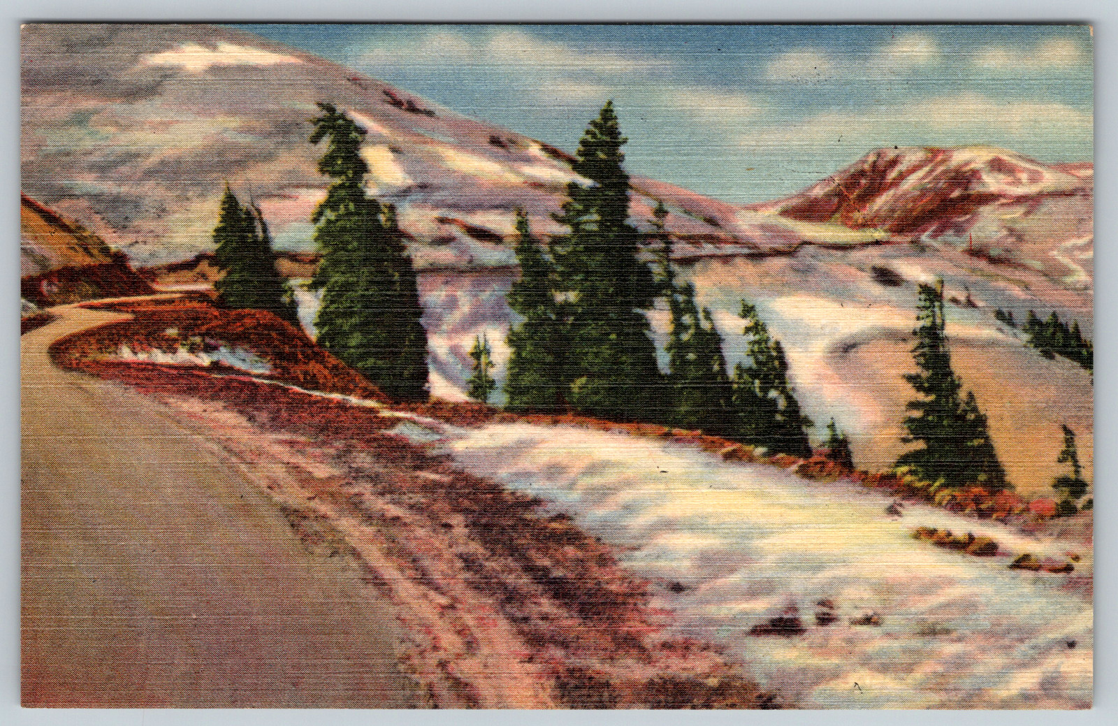 c1940s Timberline Rockies Loveland Pass Vintage Postcard