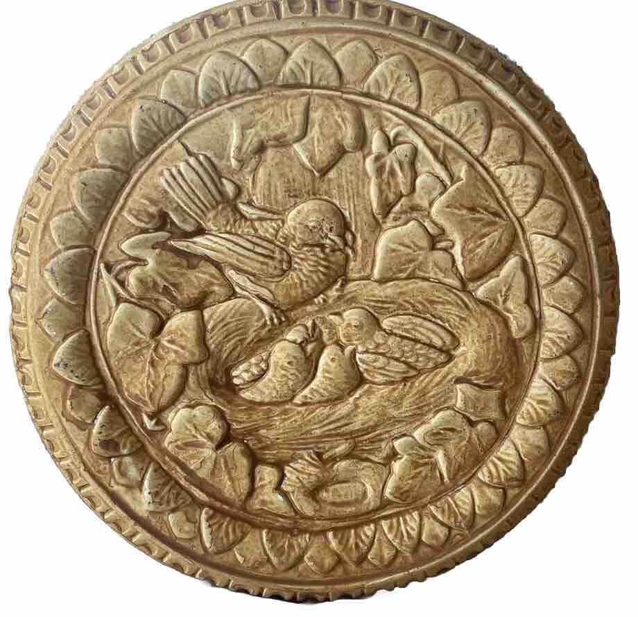Unique Wall Hanging  Pie Cover Ceramic With Nesting Birds      PR3 Italy On Back