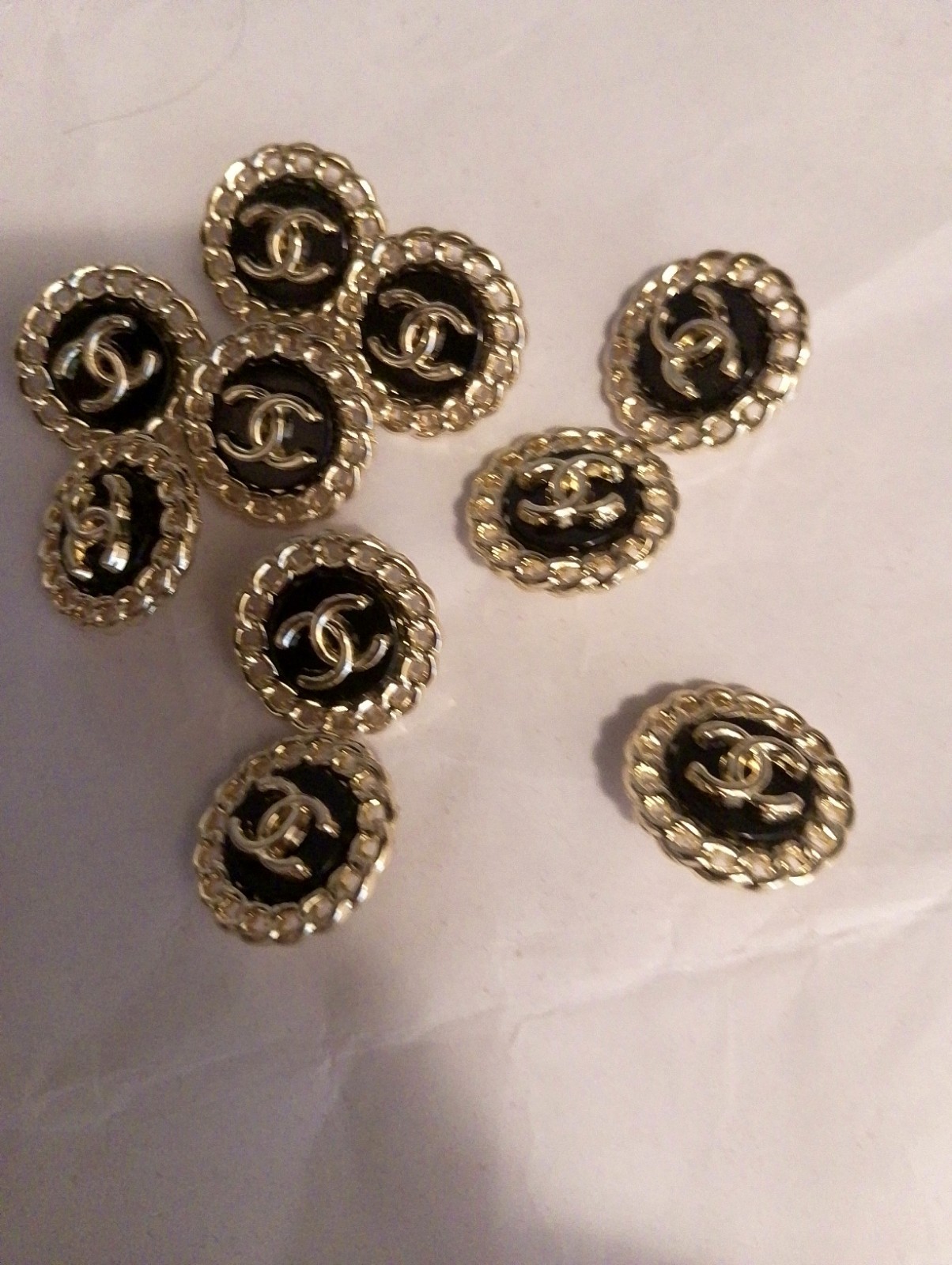 Lot Of ten 20Mm Designer Cc Vintage Button Gold Tone Chanel 10 BUTTONS