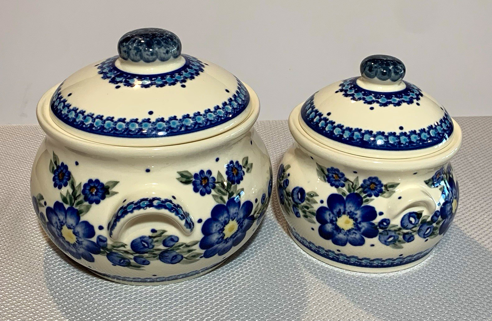 Ceramika Artystyczna Polish Pottery UNIKAT Lidded Jar Set Of 2 Signed M. Zik