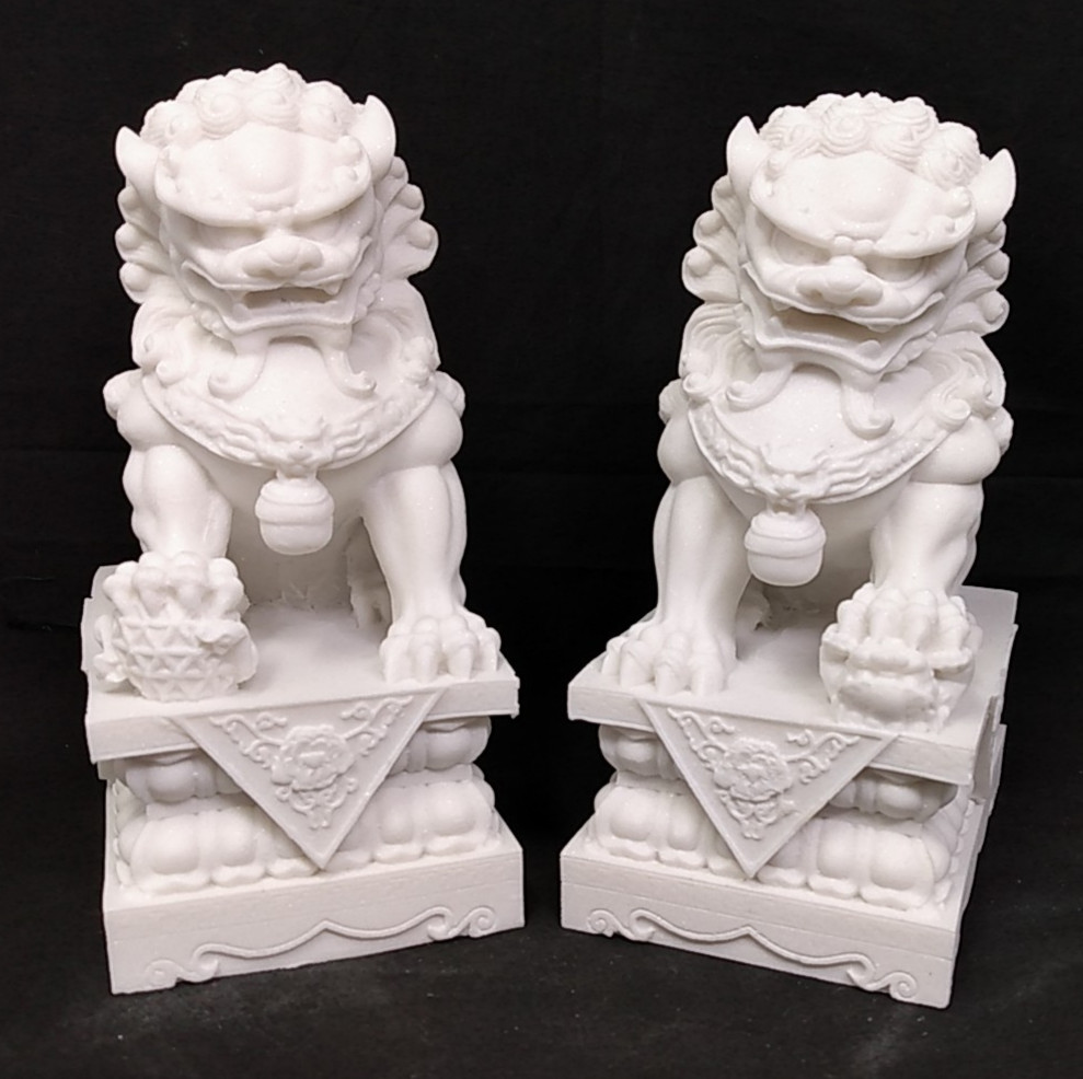 NOS Set of 2 Imperial White Marble Chinese Foo Dogs Statues 6