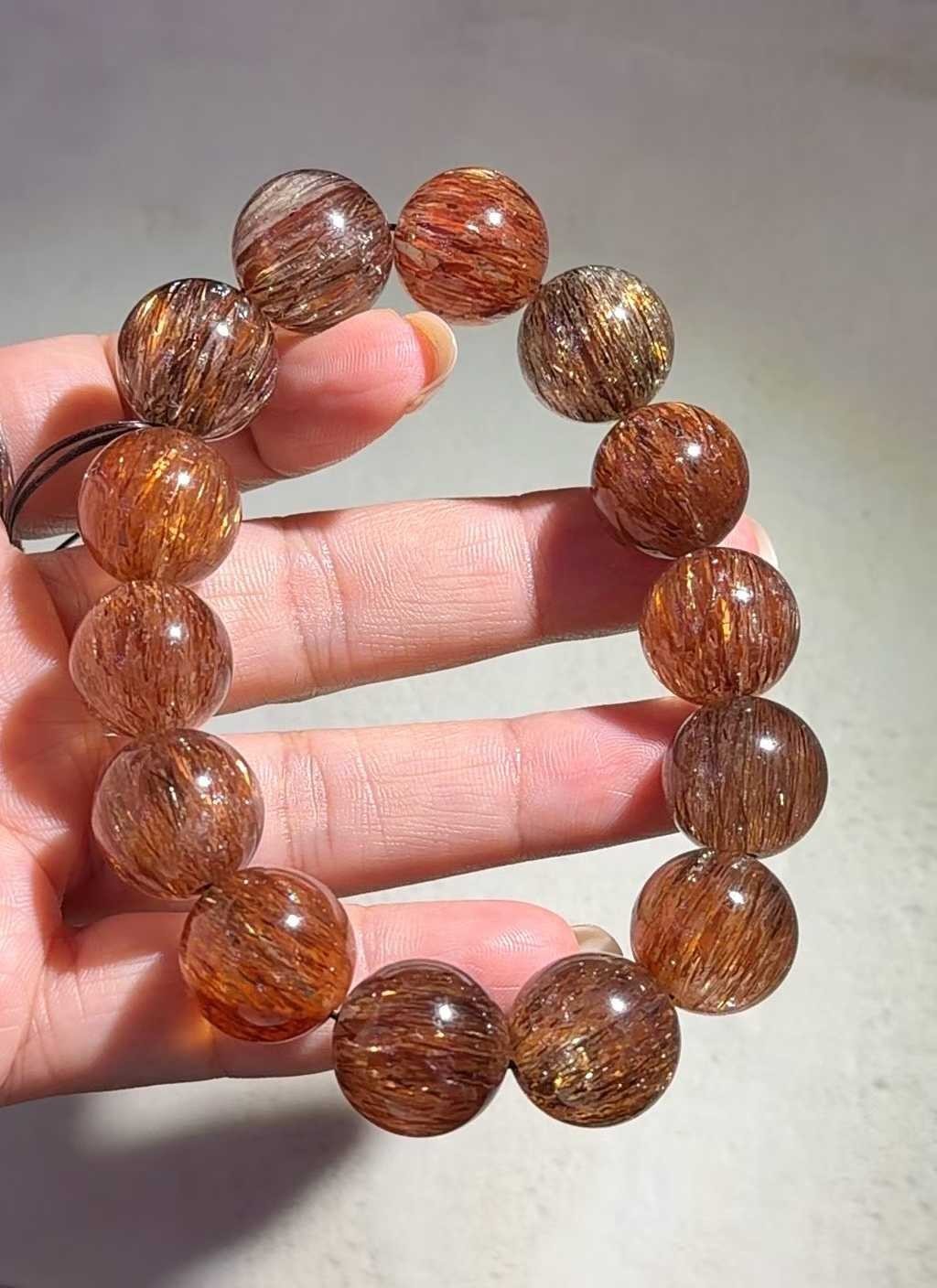 16.2mm Natural Black Gold Super Seven Quartz Reiki Crystal Healing Bracelet Gift