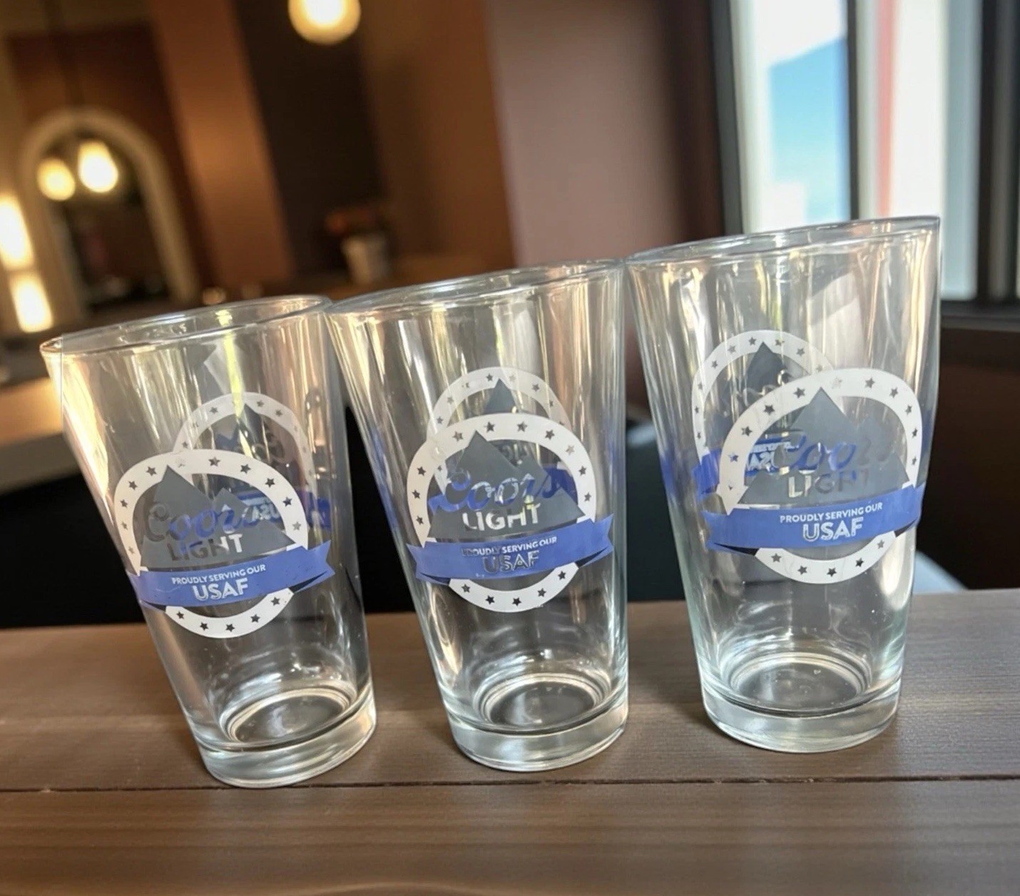 USAF US Air Force Corp Set x3 Coors Light We Salute You 16 Oz. Pint Beer Glass