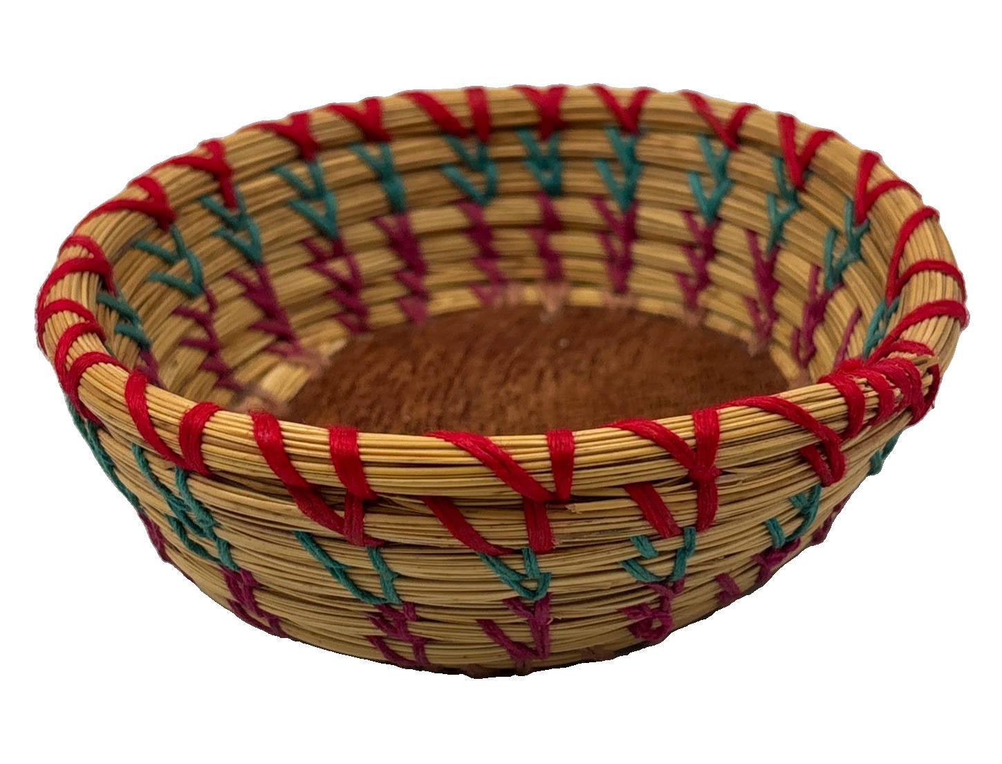 Vintage Native American Indian Coil Woven Pine Needle Basket
