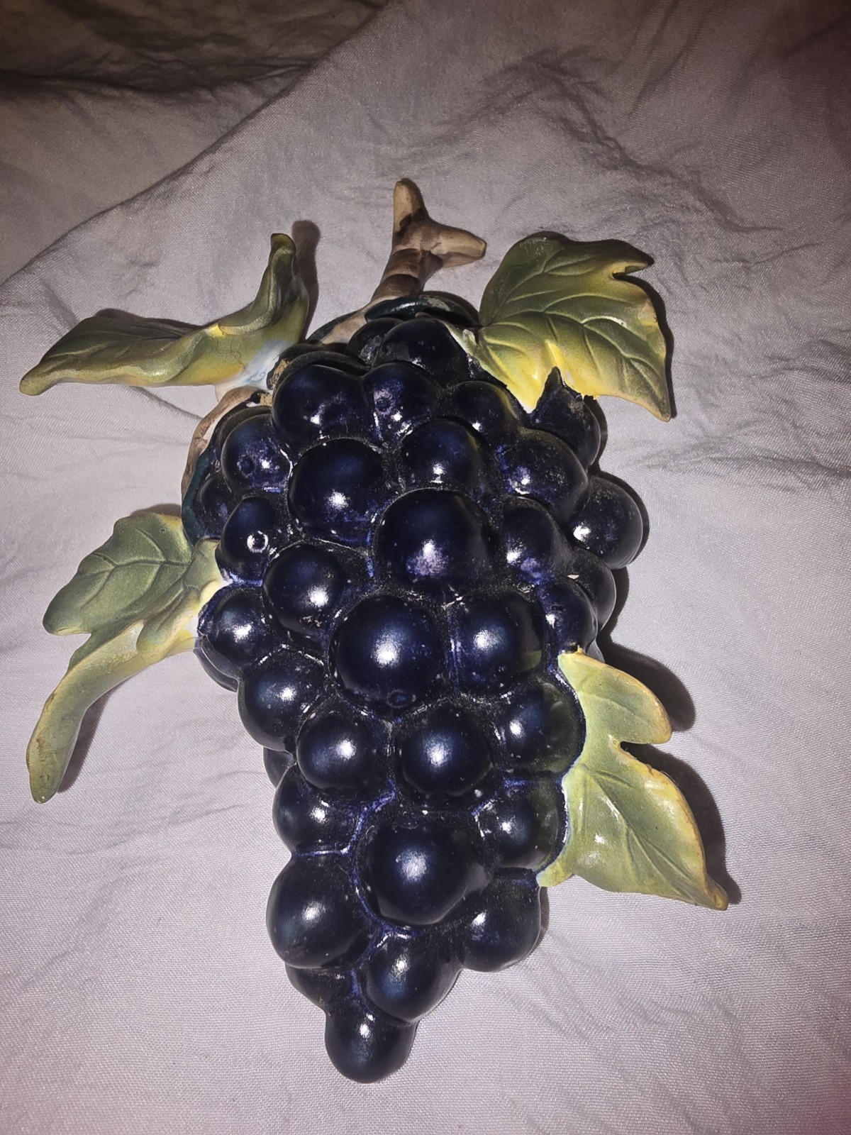 Vintage Napco Japan Chalkware Ceramic Grapes B3761 Wall 3D Art Kitchy MCM 