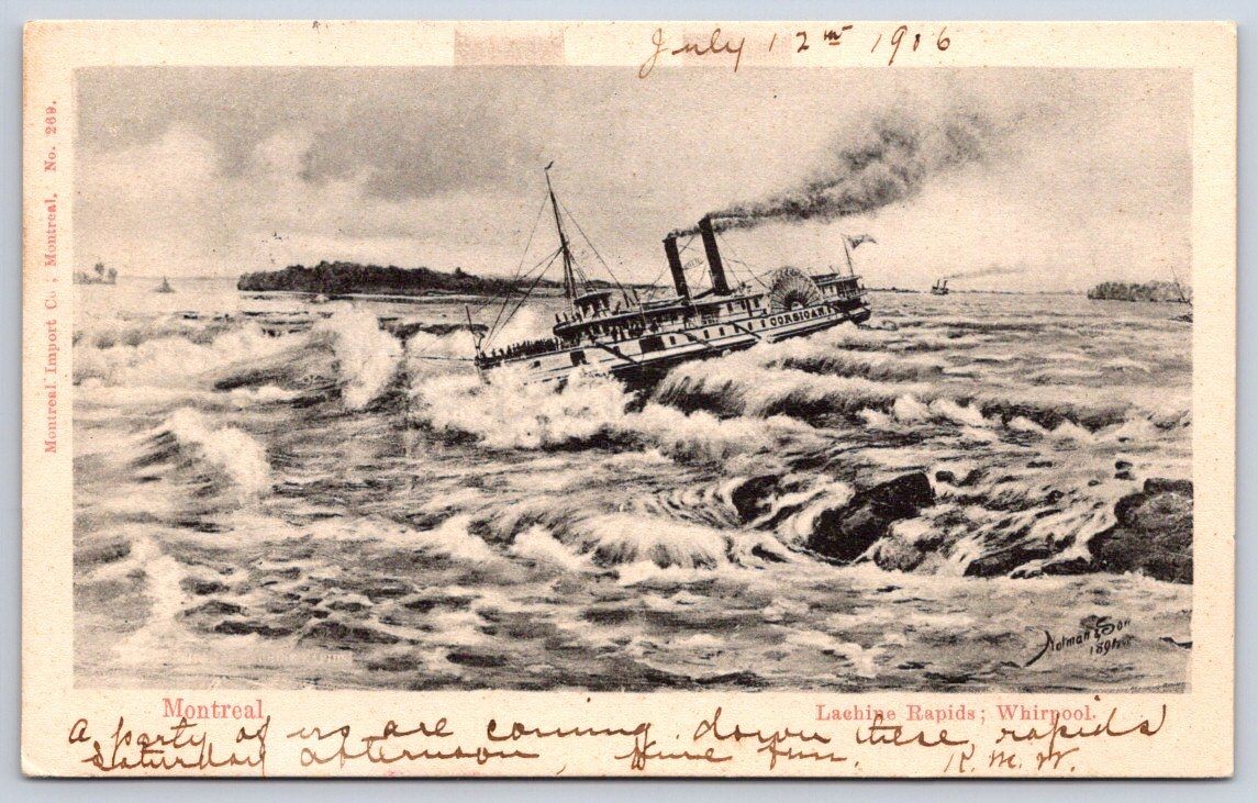 Antique Canada Postcard MONTREAL Lachine Rapids Whirlpool 1906