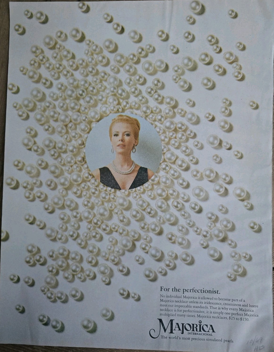 1969 Majorica International pearls part of necklace jewelry vintage  ad 