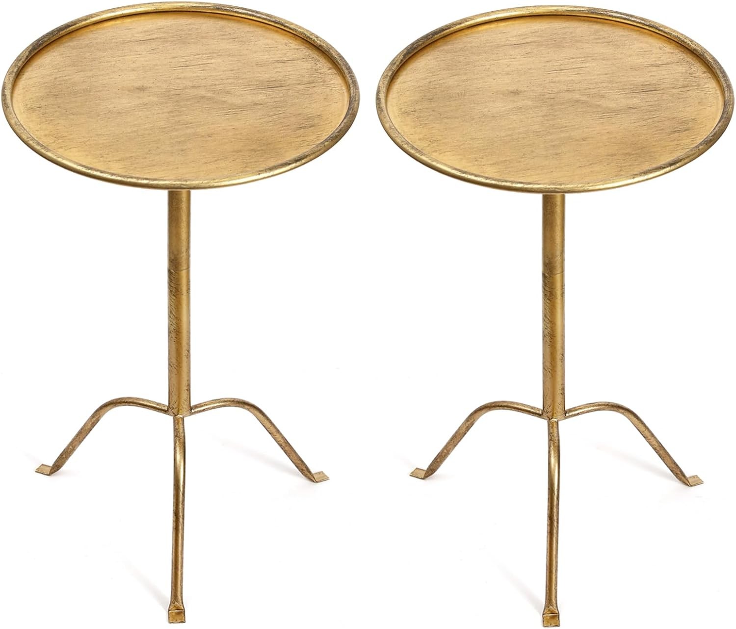 2 Pcs Small Bronze Pedestal Side Table – 21.25\