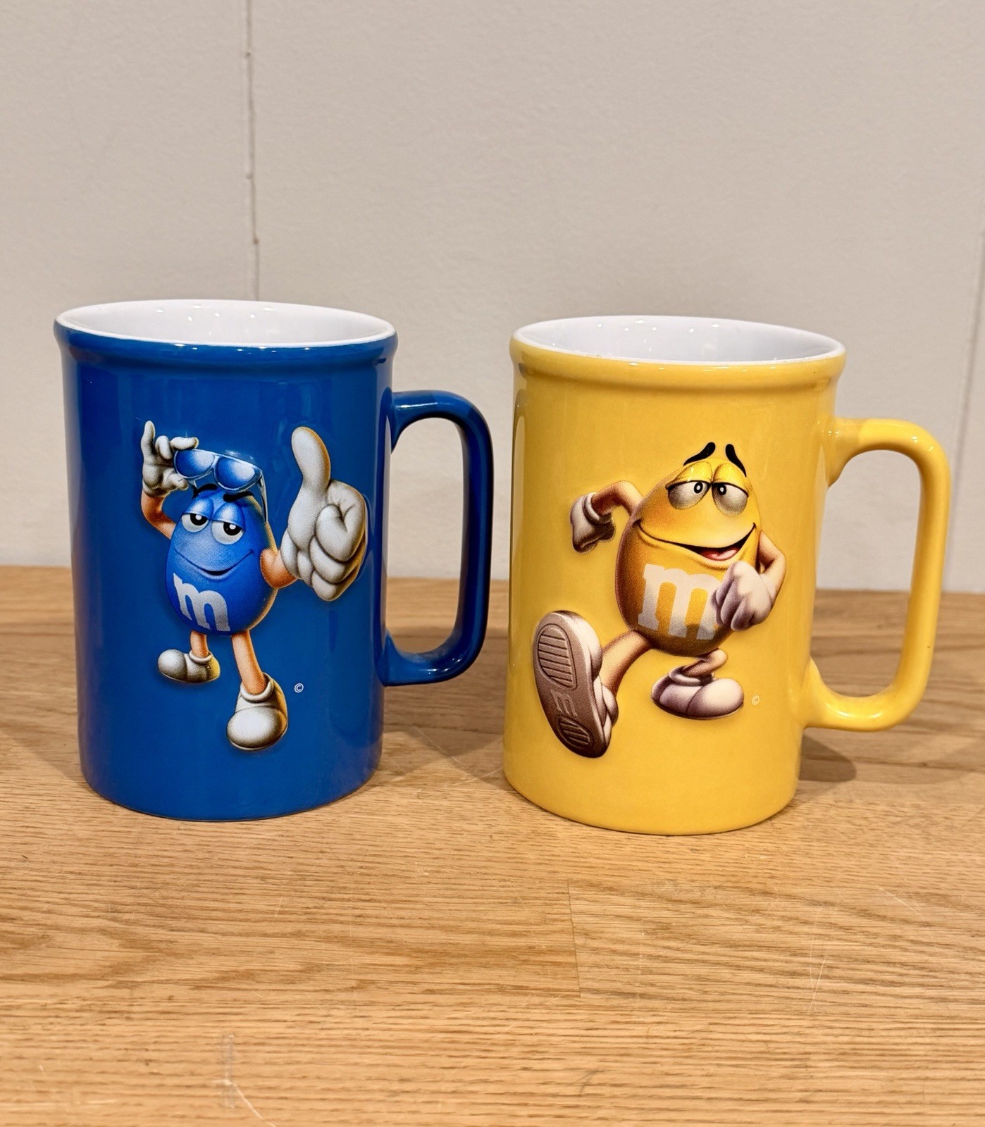 Mars Inc 3D M&M\'s World Coffee Mug Blue & Yellow Candy 2006 Tall M&M