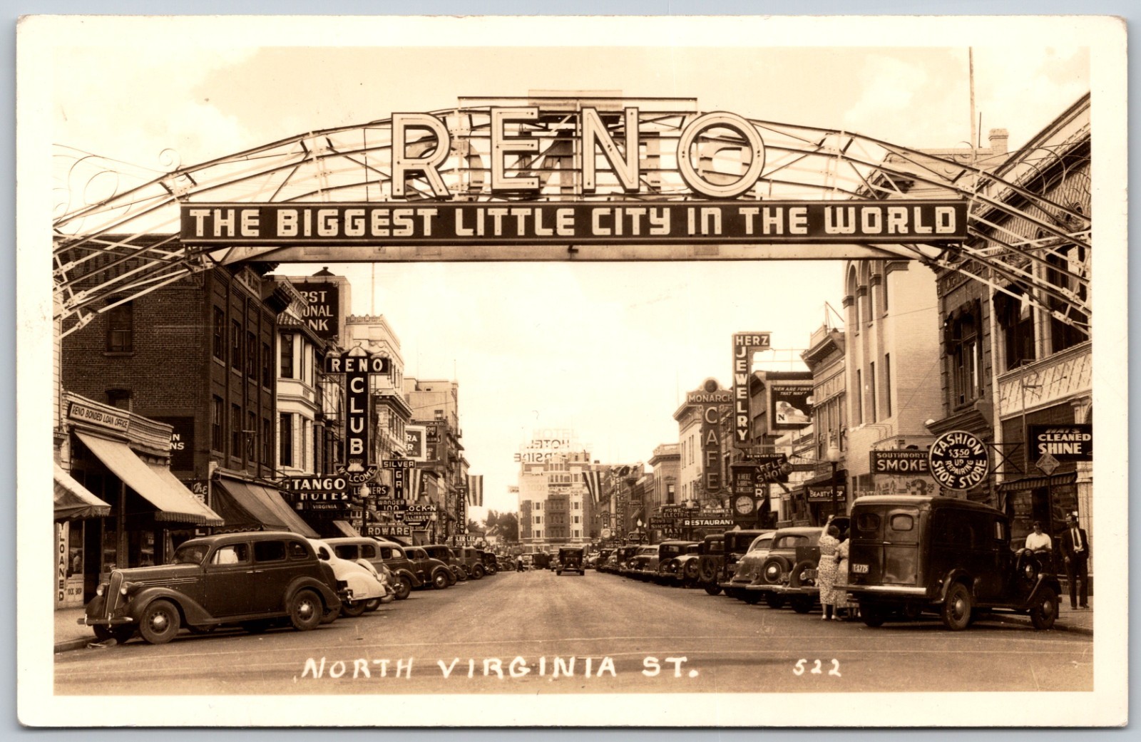 RPPC Street Scene North Virginia St Reno Nevada Classic Cars VINTAGE Postcard