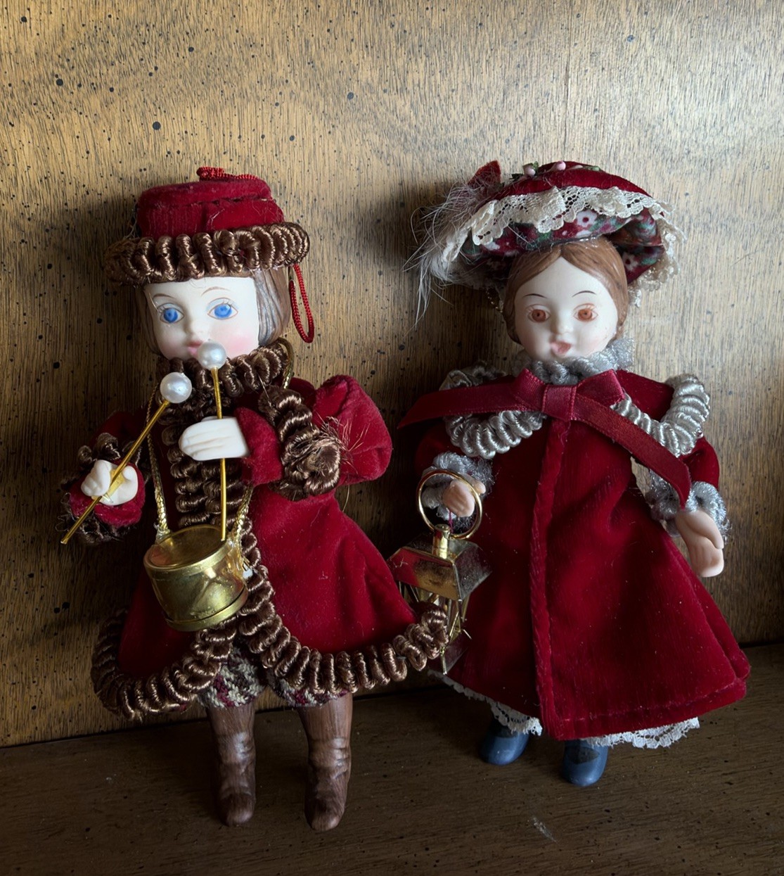 Vintage 1986 Kurt S Adler Porcelain Victorian Christmas Doll Ornaments Lot 2