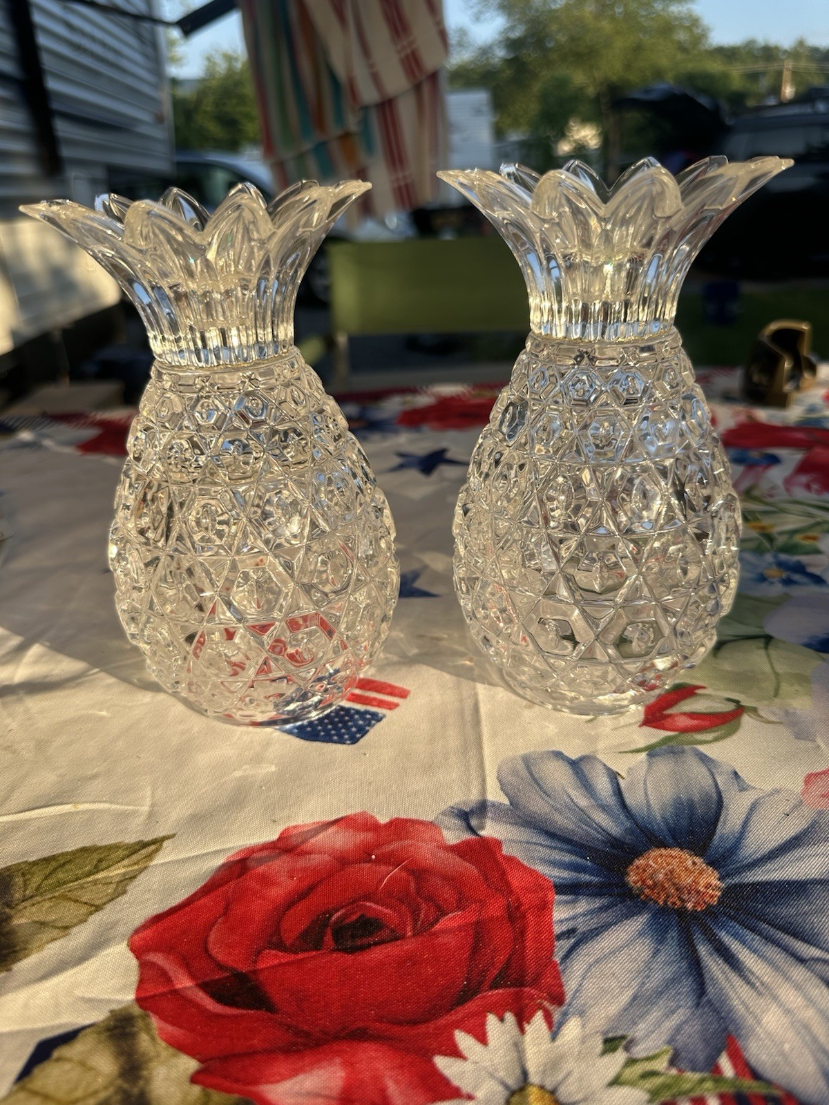 2 Beautiful Shannon Design Crystal Pineapple Candleholders/ Vases