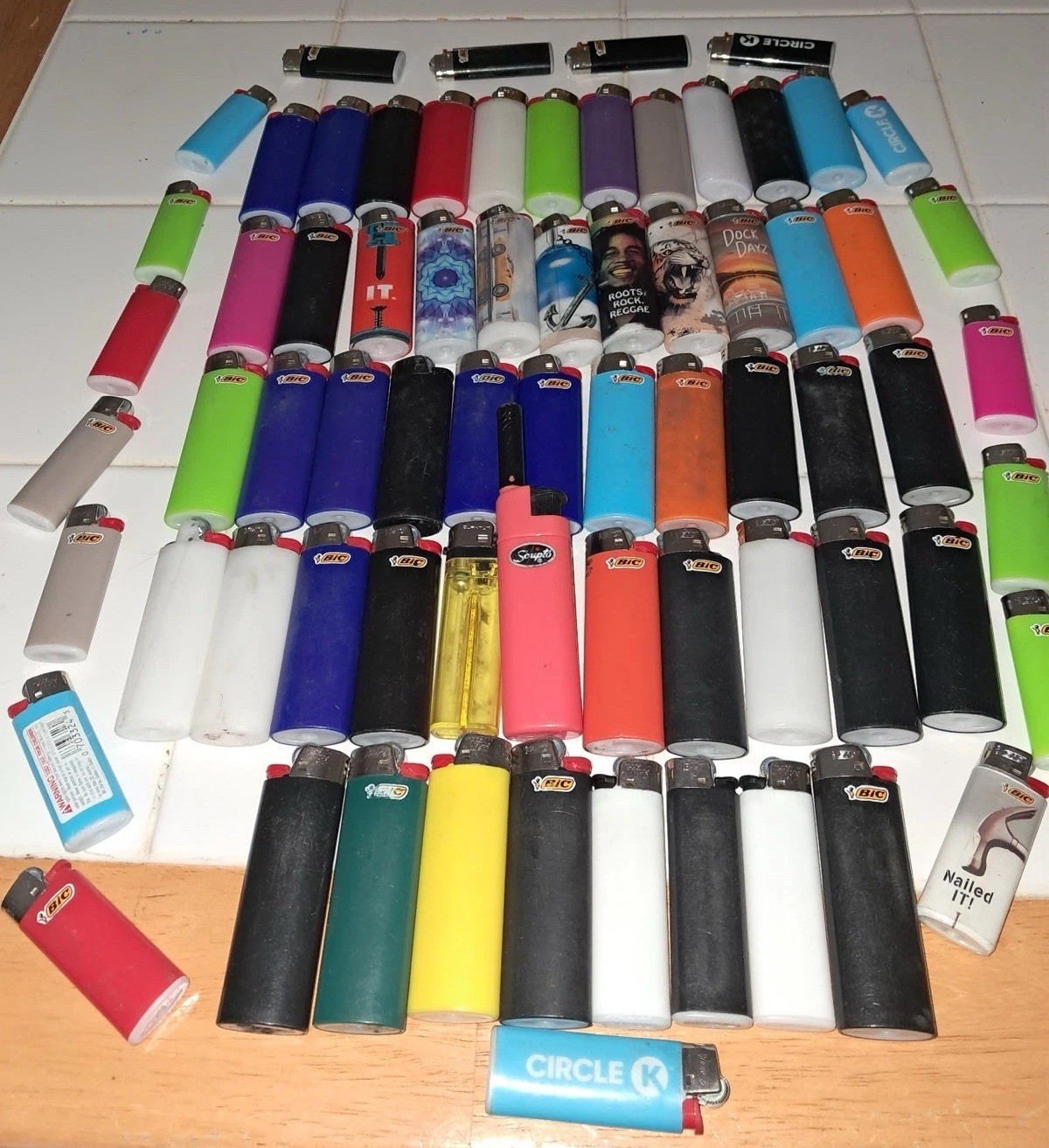 Lot Of 70 BIC lighters Bob Marley Nailed It Colorful Rainbow HUGE BIG