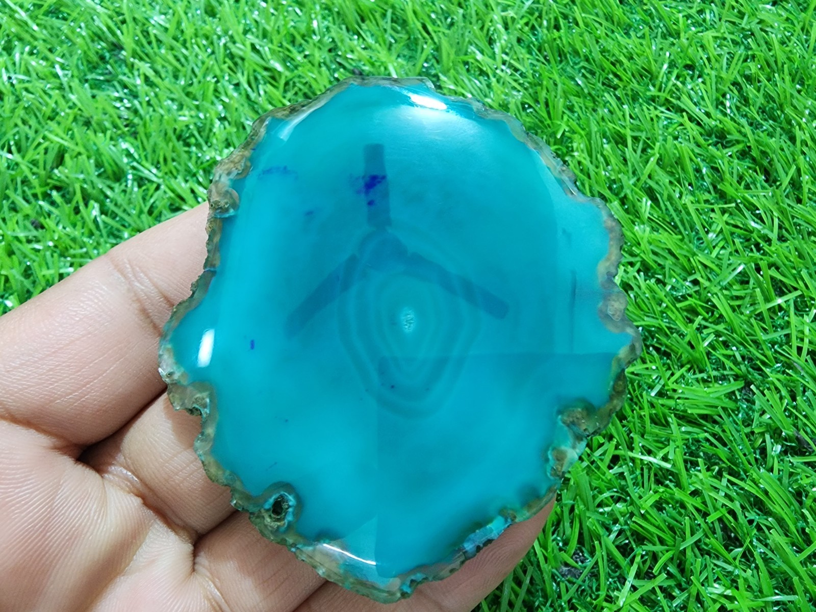257ct AAA+ Banded Druzy Agate, Polished Geode Slice Slab Crystal Loose Gemstone