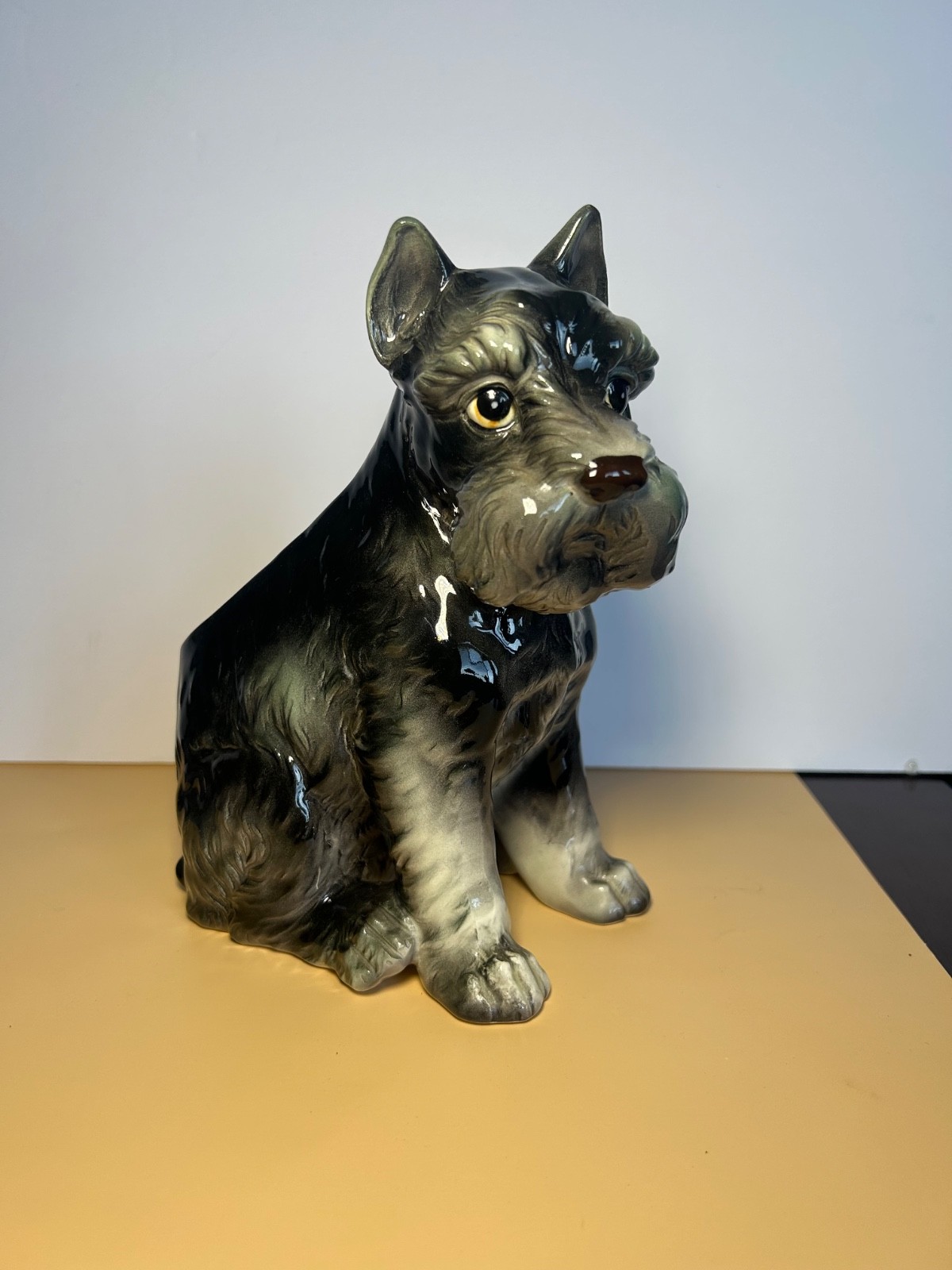 Vintage MCM Relpo Ceramic Dog Planter Scottish Terrier Schnauzer Black 1895 Cute