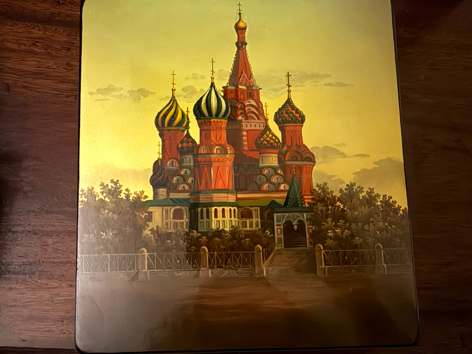 Vintage USSR Fedoskino Lacquer Box St Basil’s Cathedral Hand Painted Large