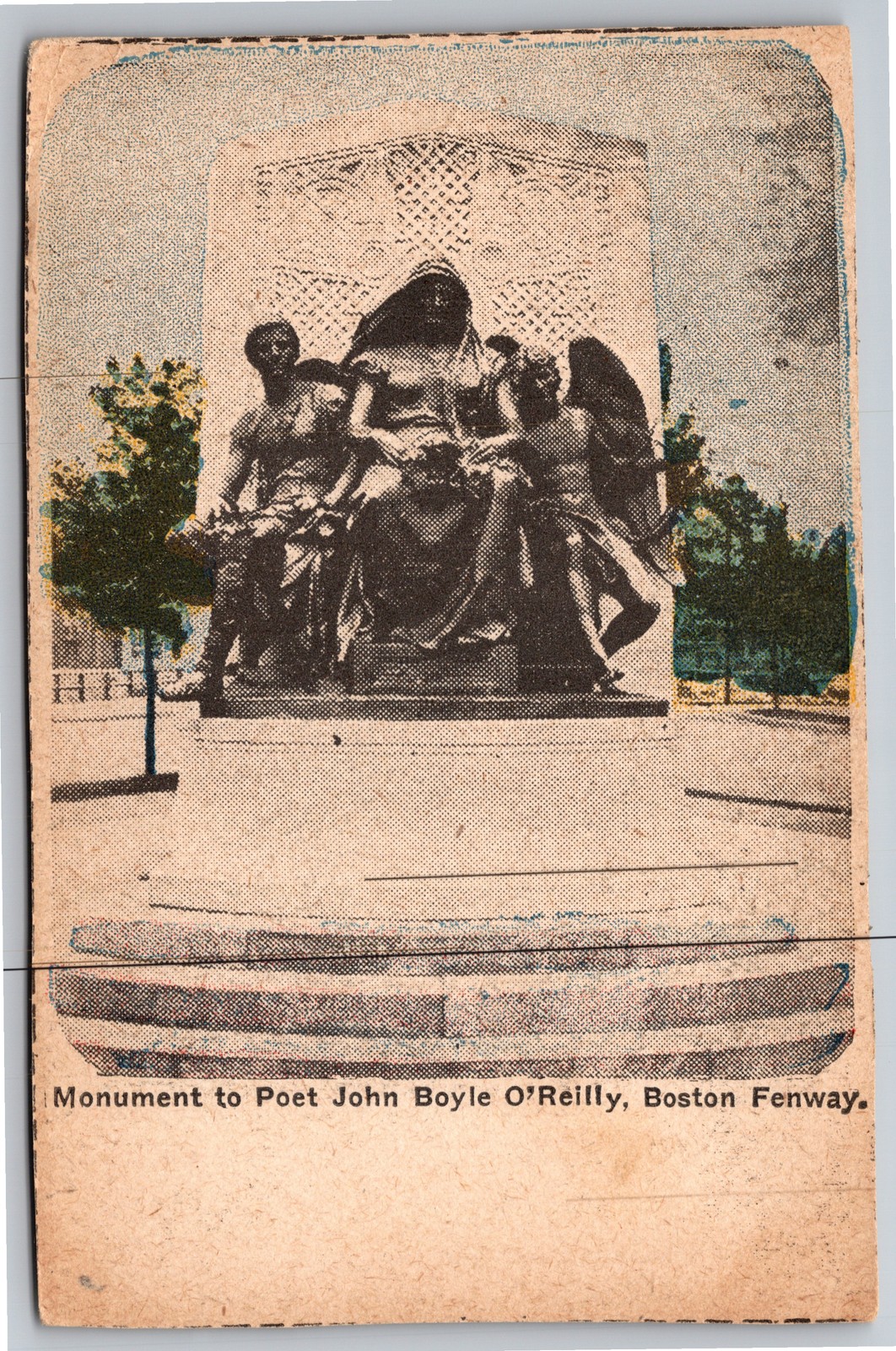 Monument to Poet John Boyle O\'Reilly, Boston MA Fenway Vintage Postcard