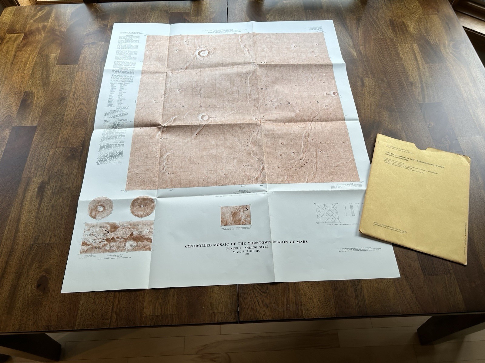Vtg 1977 NASA Mars Map Viking 1 Landing Site Yorktown Region USGS Photo Mosaic