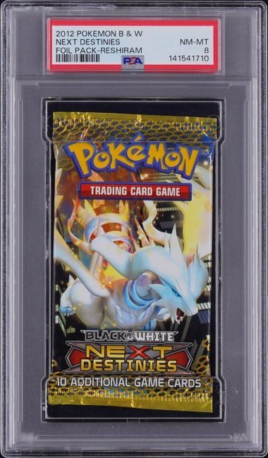 2012 POKEMON BLACK & WHITE NEXT DESTINIES FOIL PACK RESHIRAM PSA 8