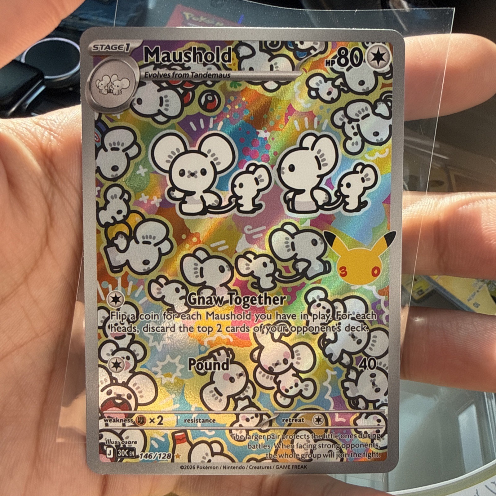 Pokemon TCG 30th anniversary Maushold 146/128 Holo Illustration Rare EN 2026