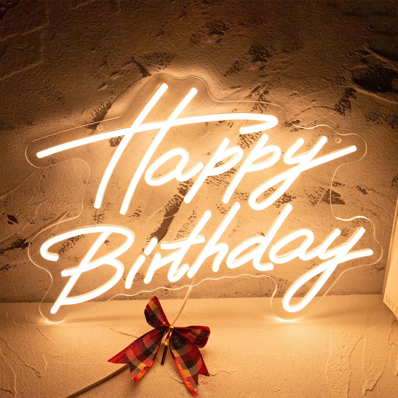 Happy Birthday Neon Sign LED Light USB Powered Dimmable for Birthday Party Decor