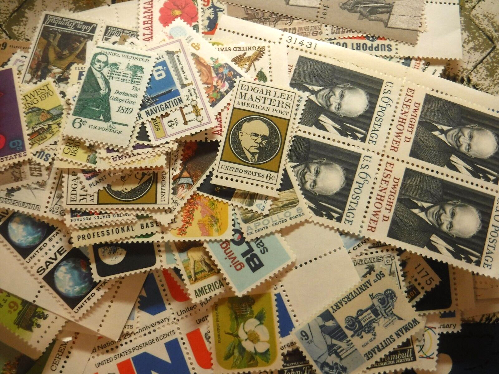 Lot of Vintage 1960s  Six Cent U.S. Postage Stamps, Unused