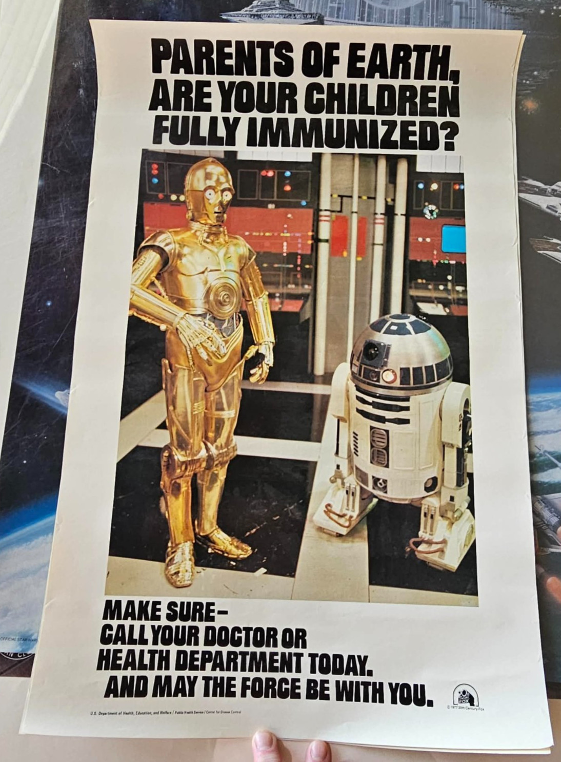 Vintage 1977 Star Wars C-3PO R2-D2 Childhood Immunization CDC Public Poster 22