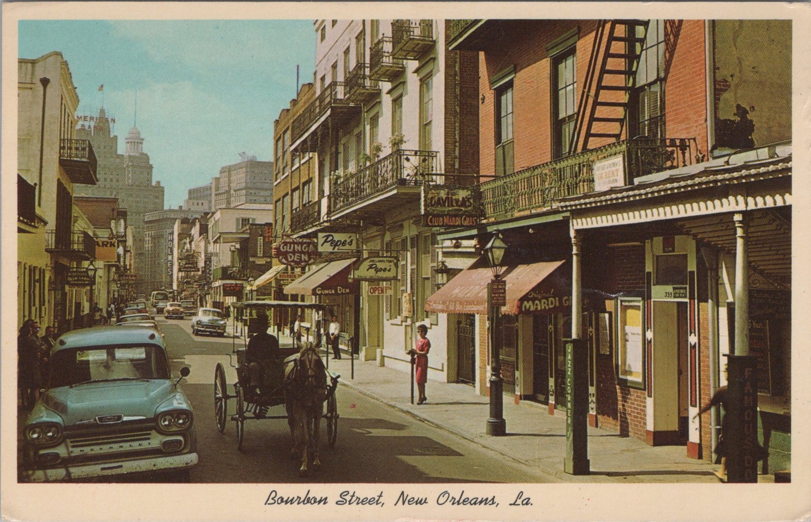 1970 New Orleans Louisiana LA Bourbon Street street scene Postcard