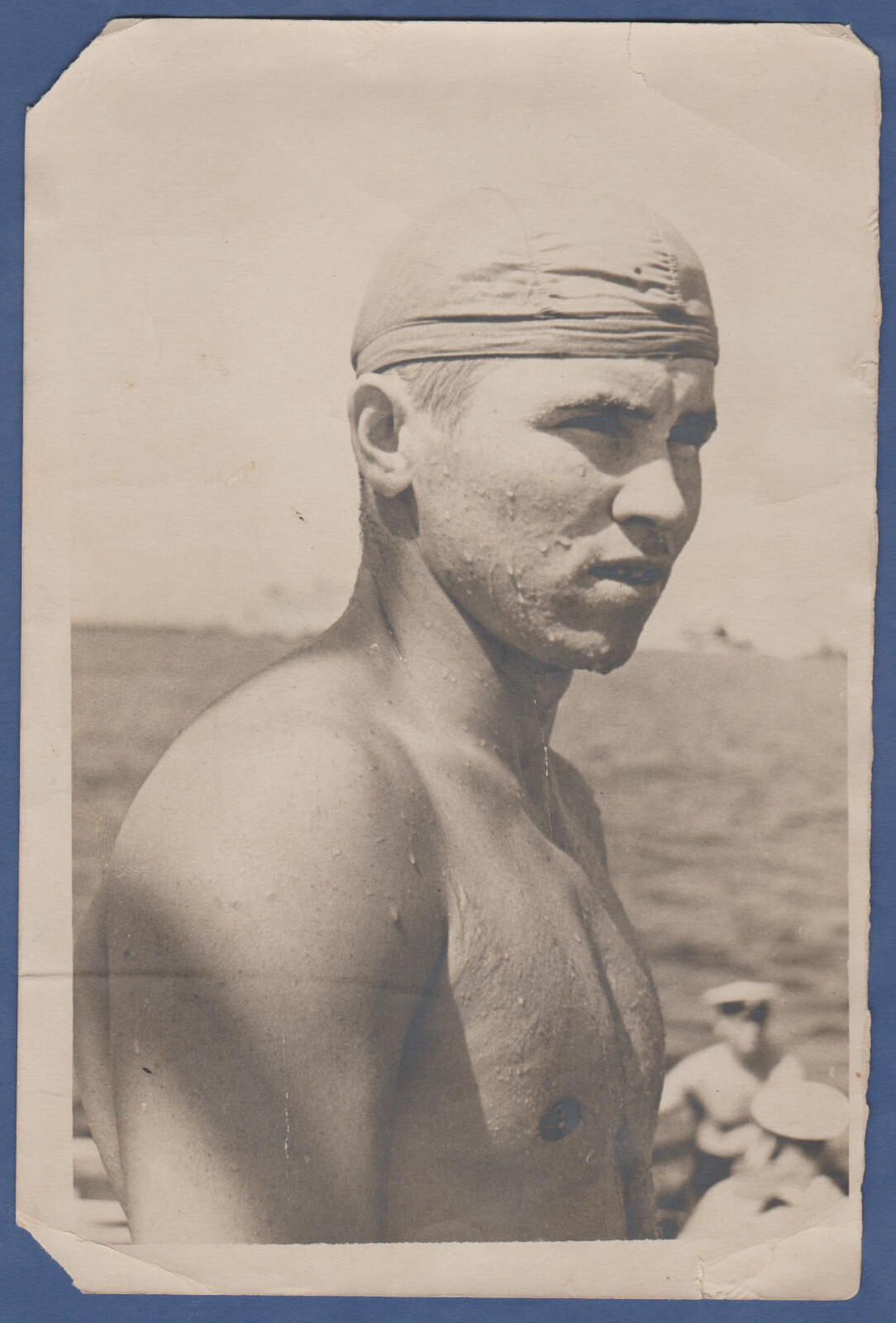 Shirtless guy bare torso man boobs bulges muscles beautiful body Vintage Photo