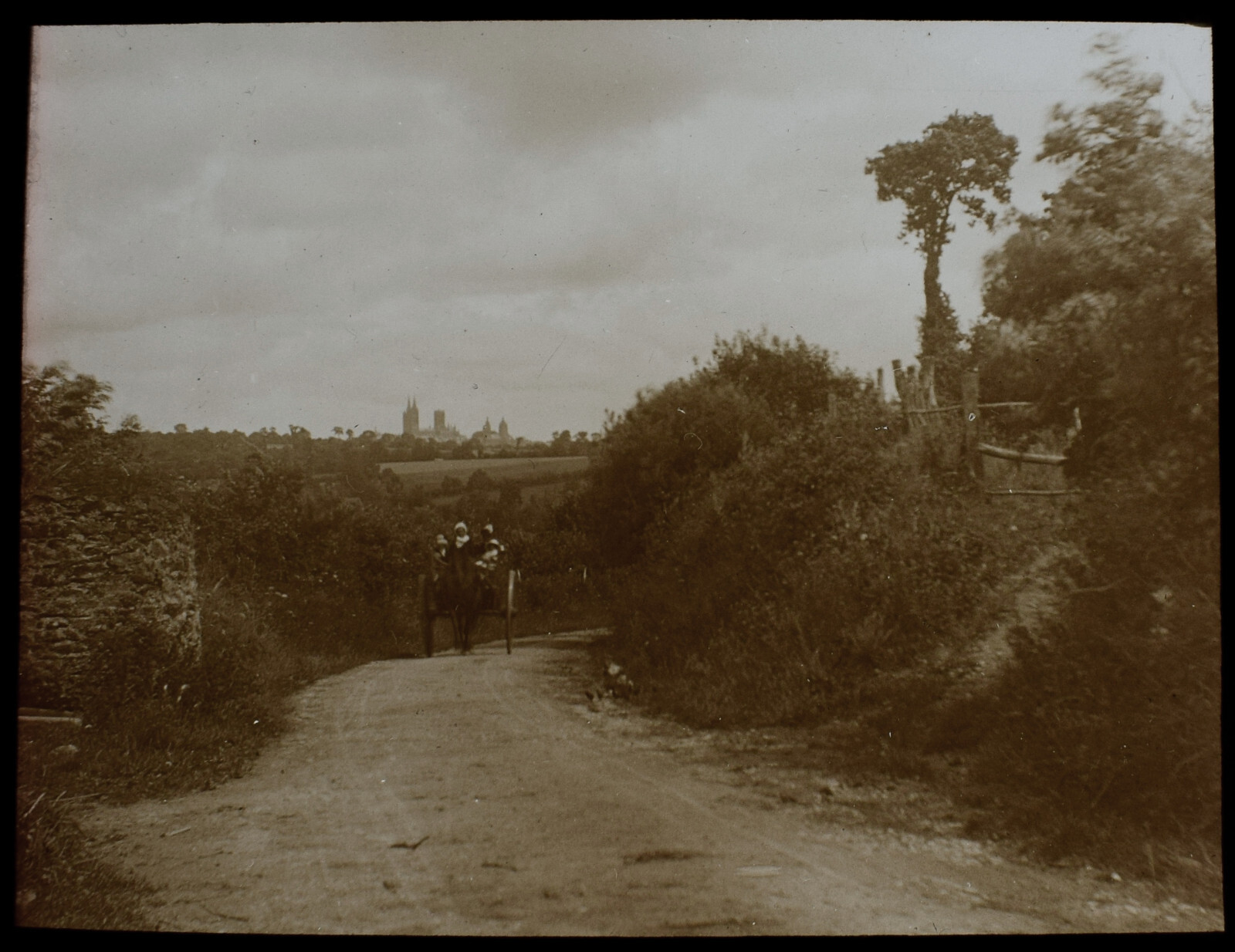 DISTANT VIEW OF COUTANCES FRANCE DATED 1912 PHOTO Magic Lantern Slide 