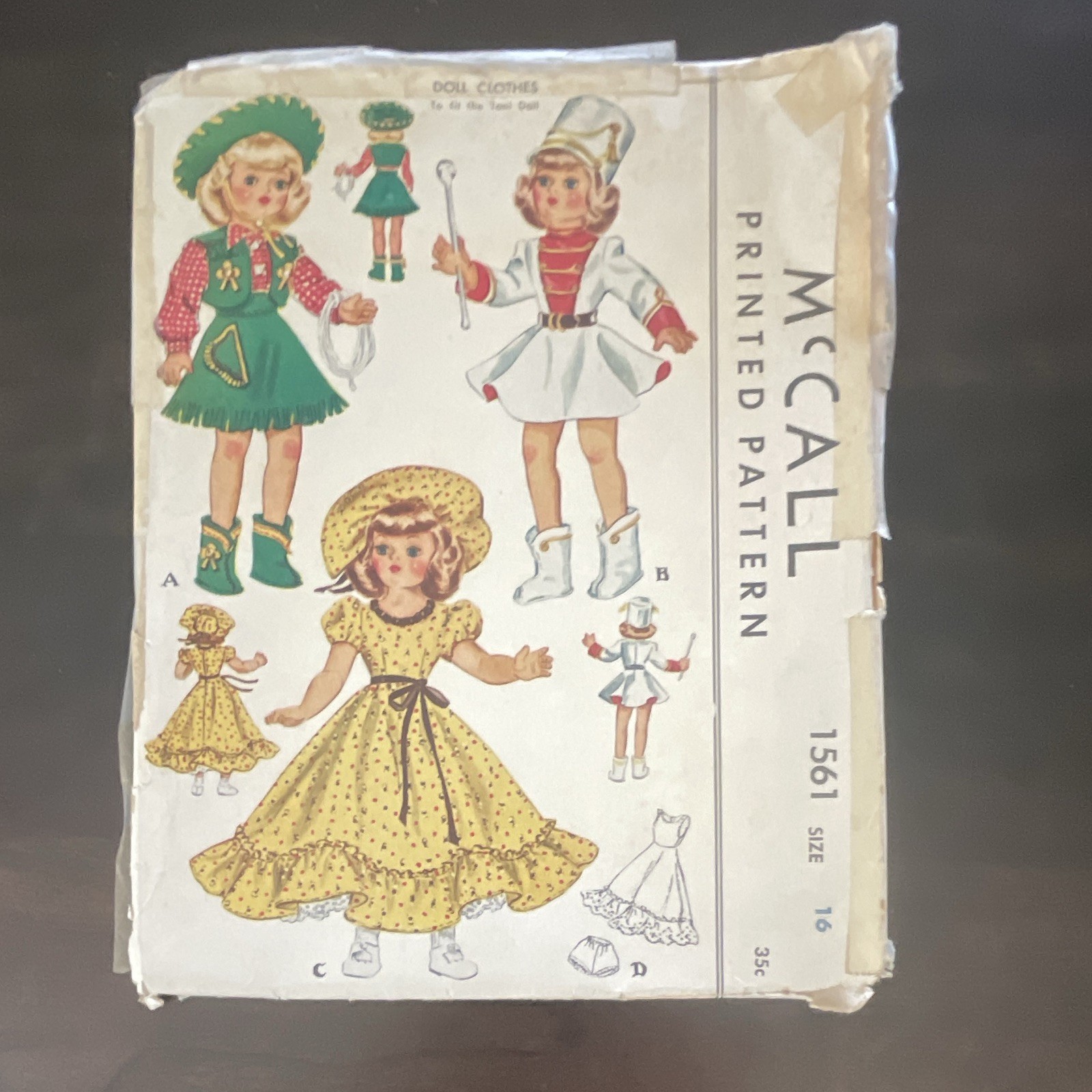 1958 McCall's #1561 McCall’s Doll Clothes Sewing Pattern Vintage Original