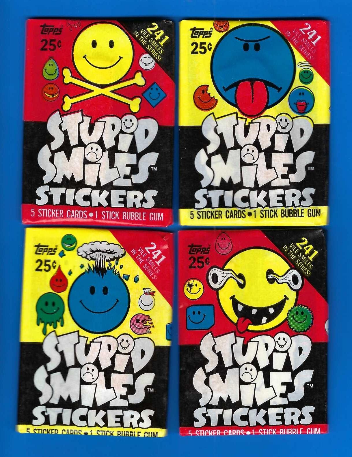 1989 VINTAGE WAX STUPID SMILES WAX packs TOPPS CARD PACKS ALL 4 VARIATIONS