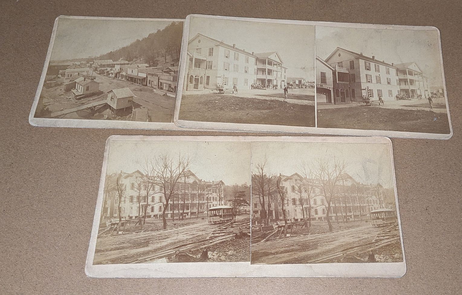 3 Hot Springs Arkansas Stereoviews Arlington Hotel Street View Unknown Building