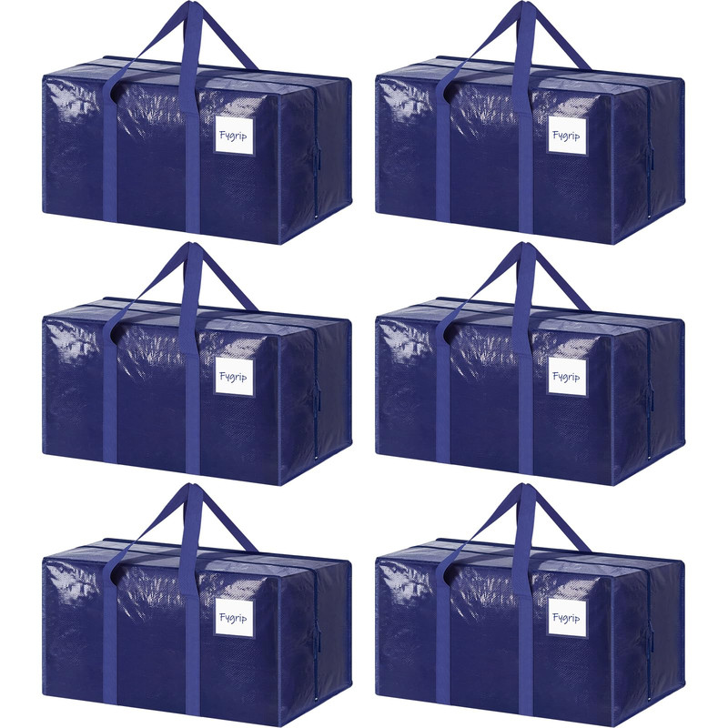 Fygrip 6 Pack Extra Heavy Duty Large Moving Bags Strong Zipper Comfortable
