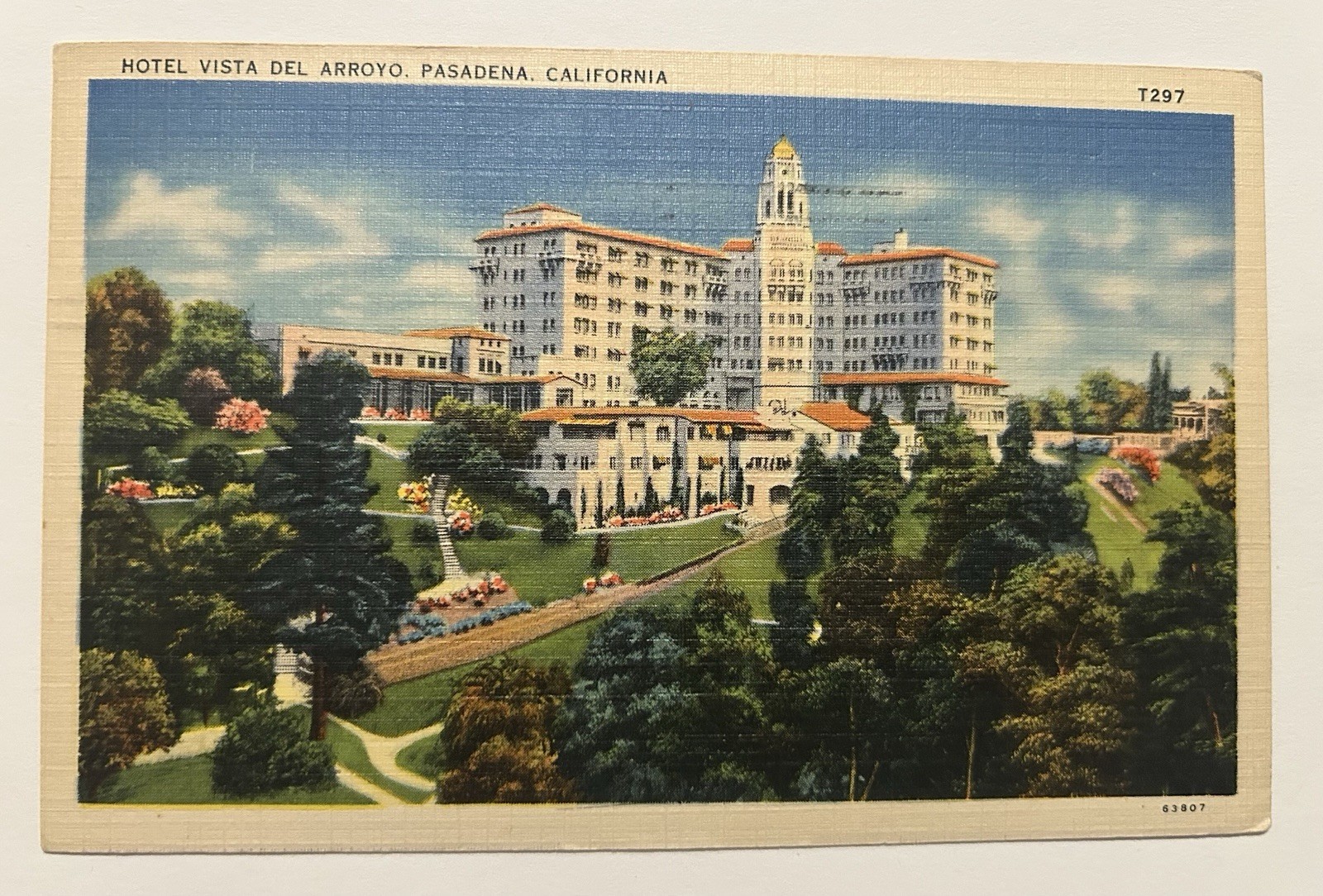 Hotel Vista Del Arroyo, Pasadena, CA Vtg 1940  Postcard
