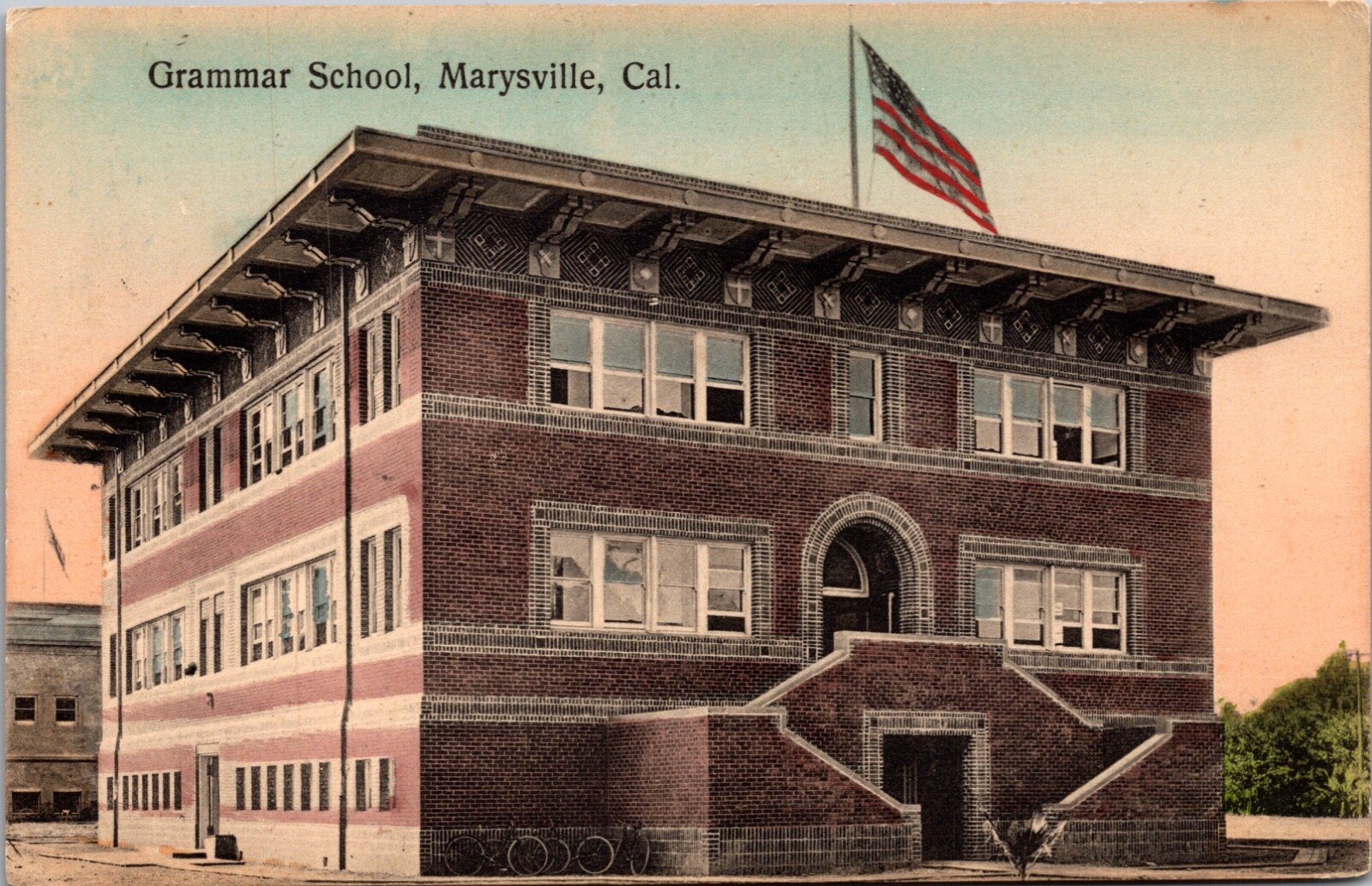 Postcard Grammar School in Marysville, California