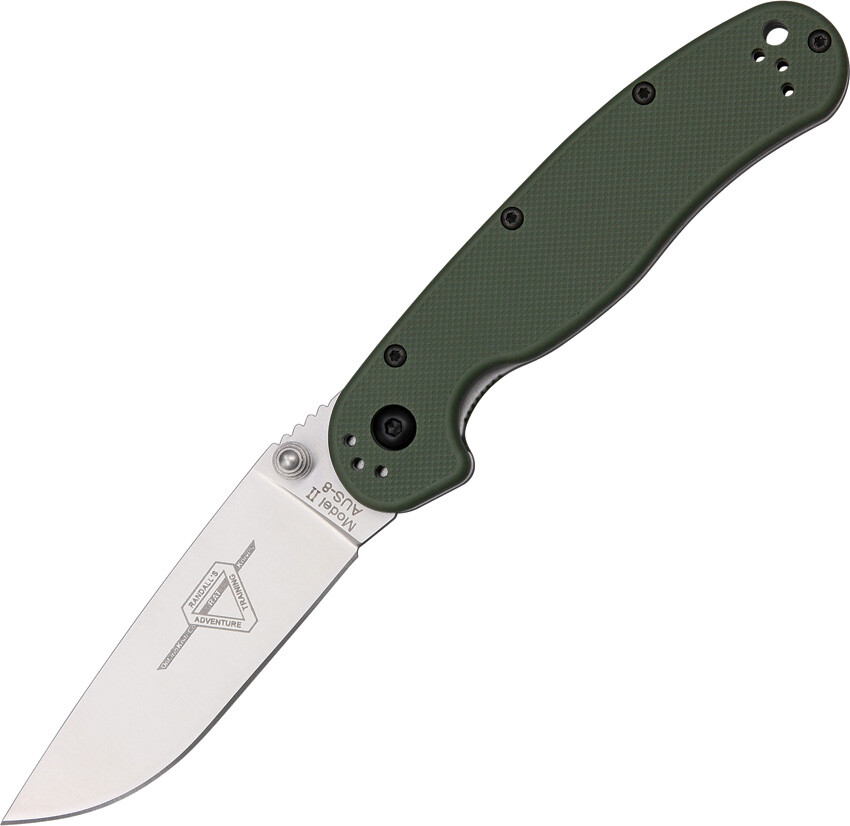 Ontario Rat II Linerlock OD Green Folding AUS-8 Stainless Pocket Knife