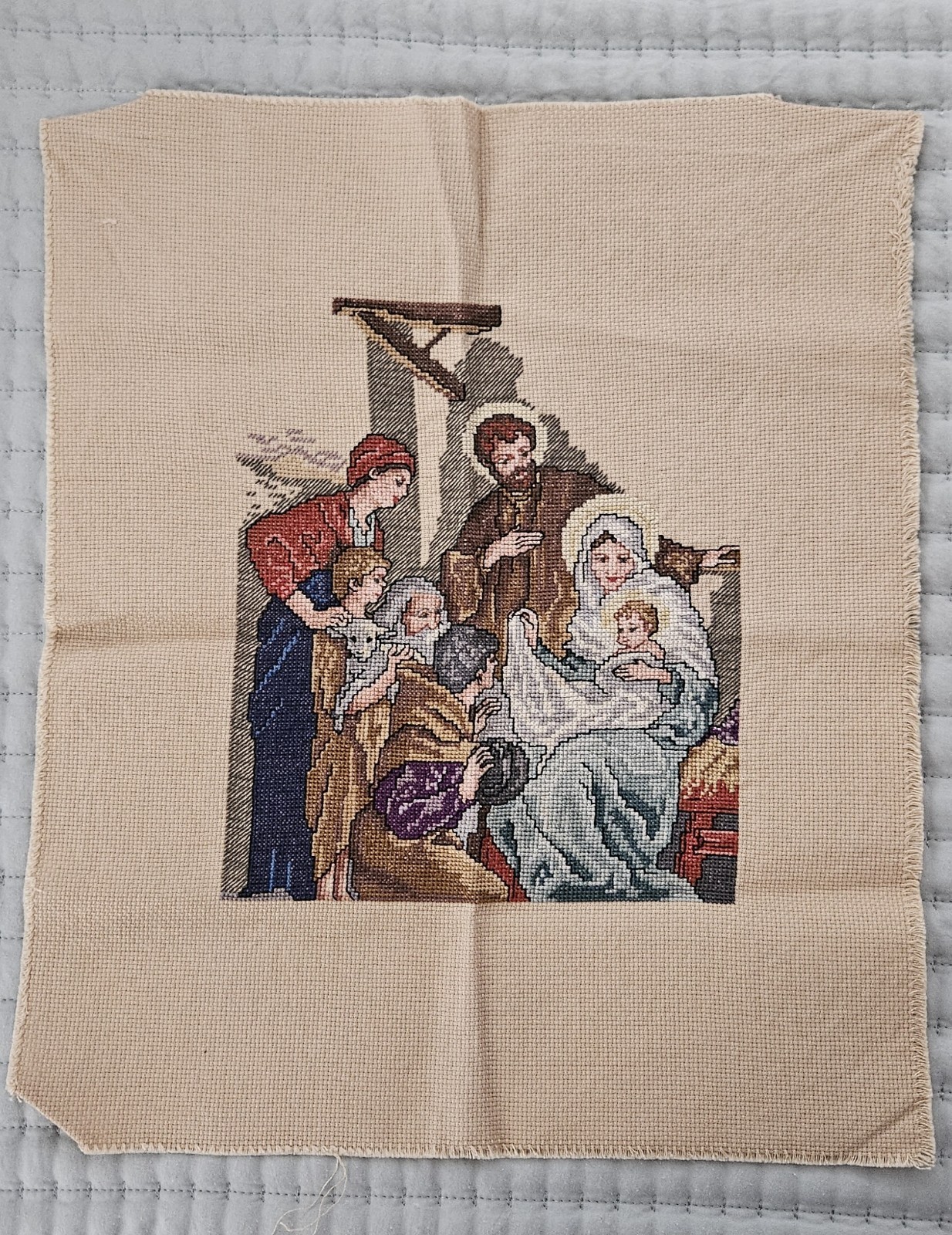 Christmas Completed Cross Hsndmade Stitch Nativity Leisure Arts 1990 pattern