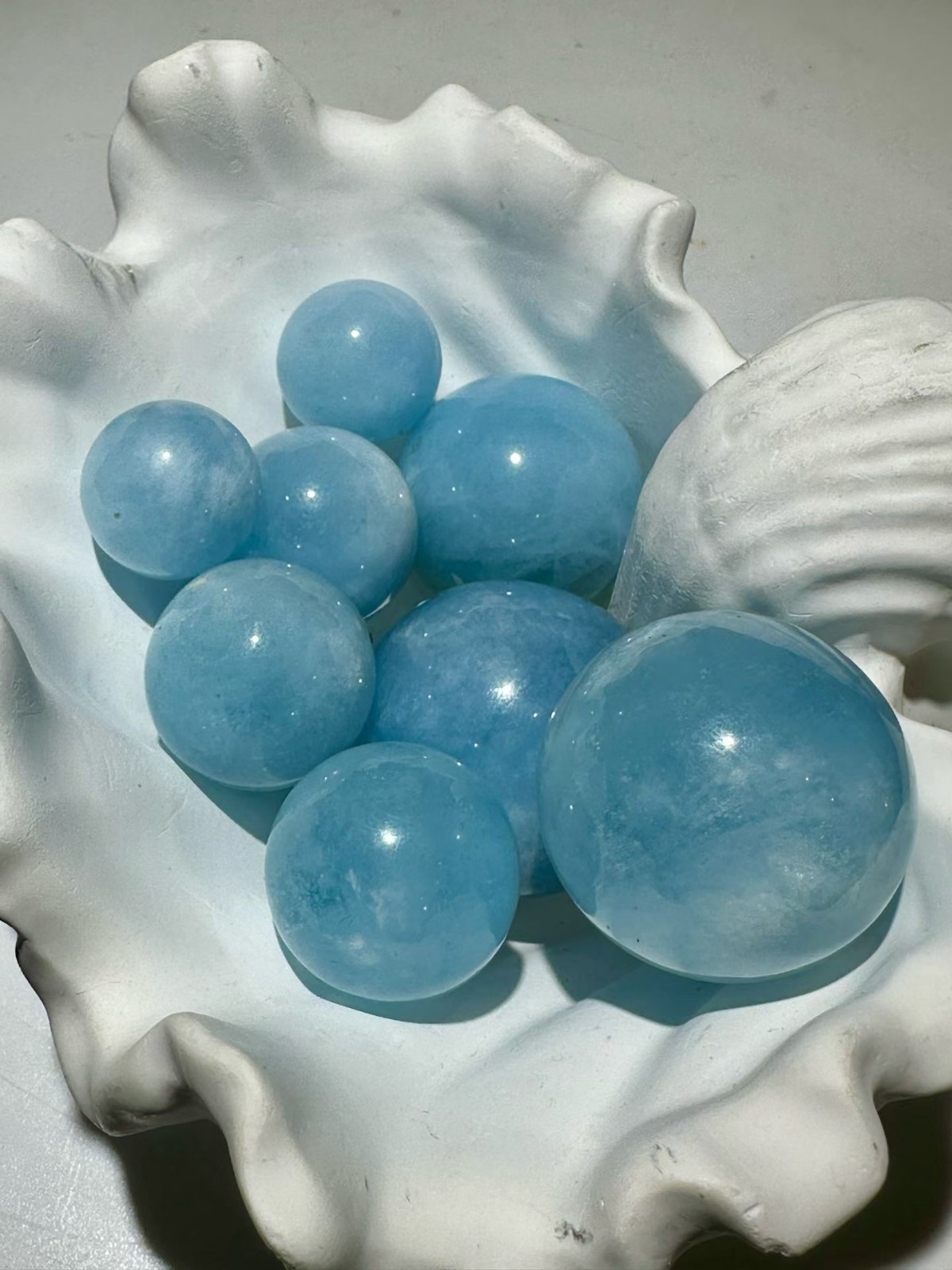 8pcs TOP RARE Natural Aquamarine Sphere Quartz Crystal Energy ball decor Gift