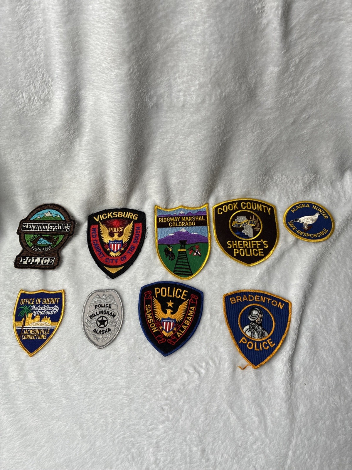 Lot of 9 Police Sheriff Patches Cook County Bradenton Alaska Vicksburg Vintage