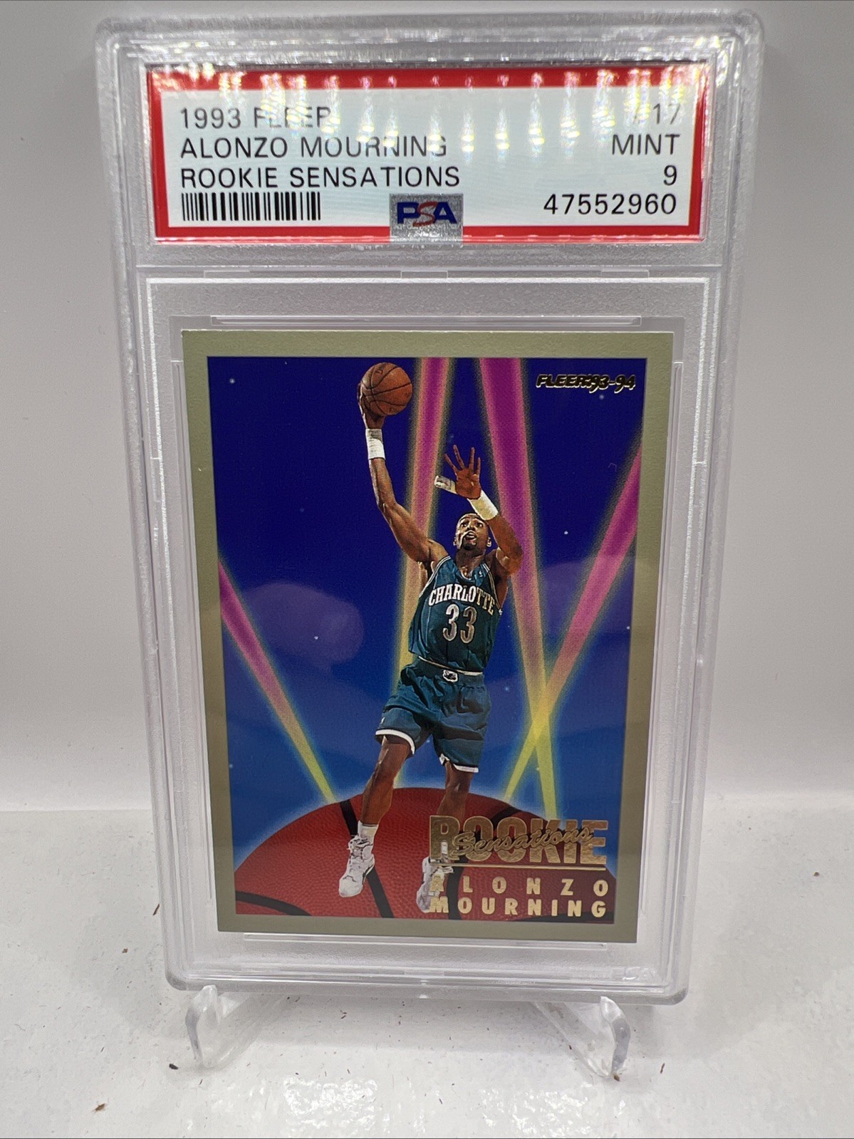 Alonzo Mourning 1993-94 Fleer ROOKIE  Sensations PSA 9 MINT