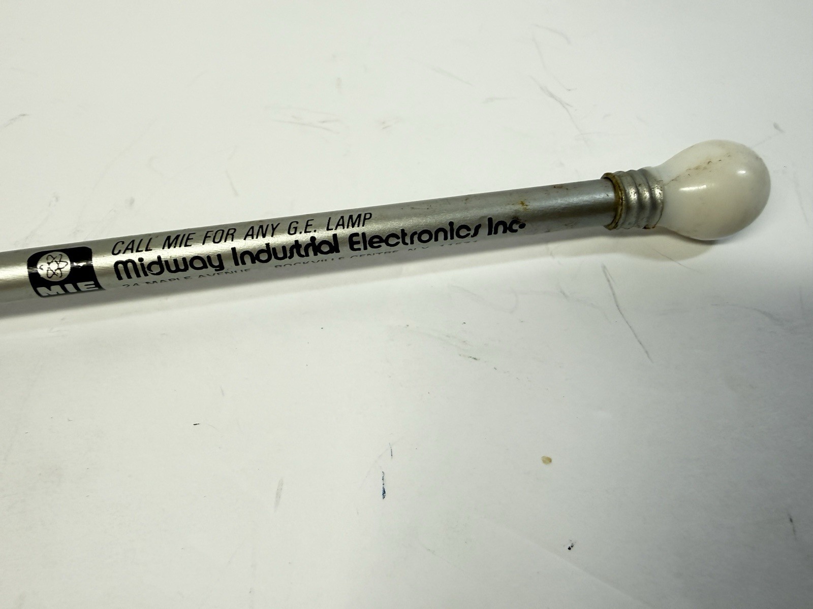 Vintage Midway Industrial Electronics GE Lamp Advertising Pencil Light Bulb