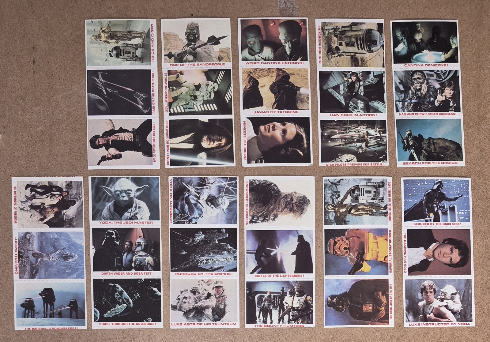 1980 Topps Star Wars Empire Strikes Burger King 11 Uncut Panel 33/36 Cards Set 