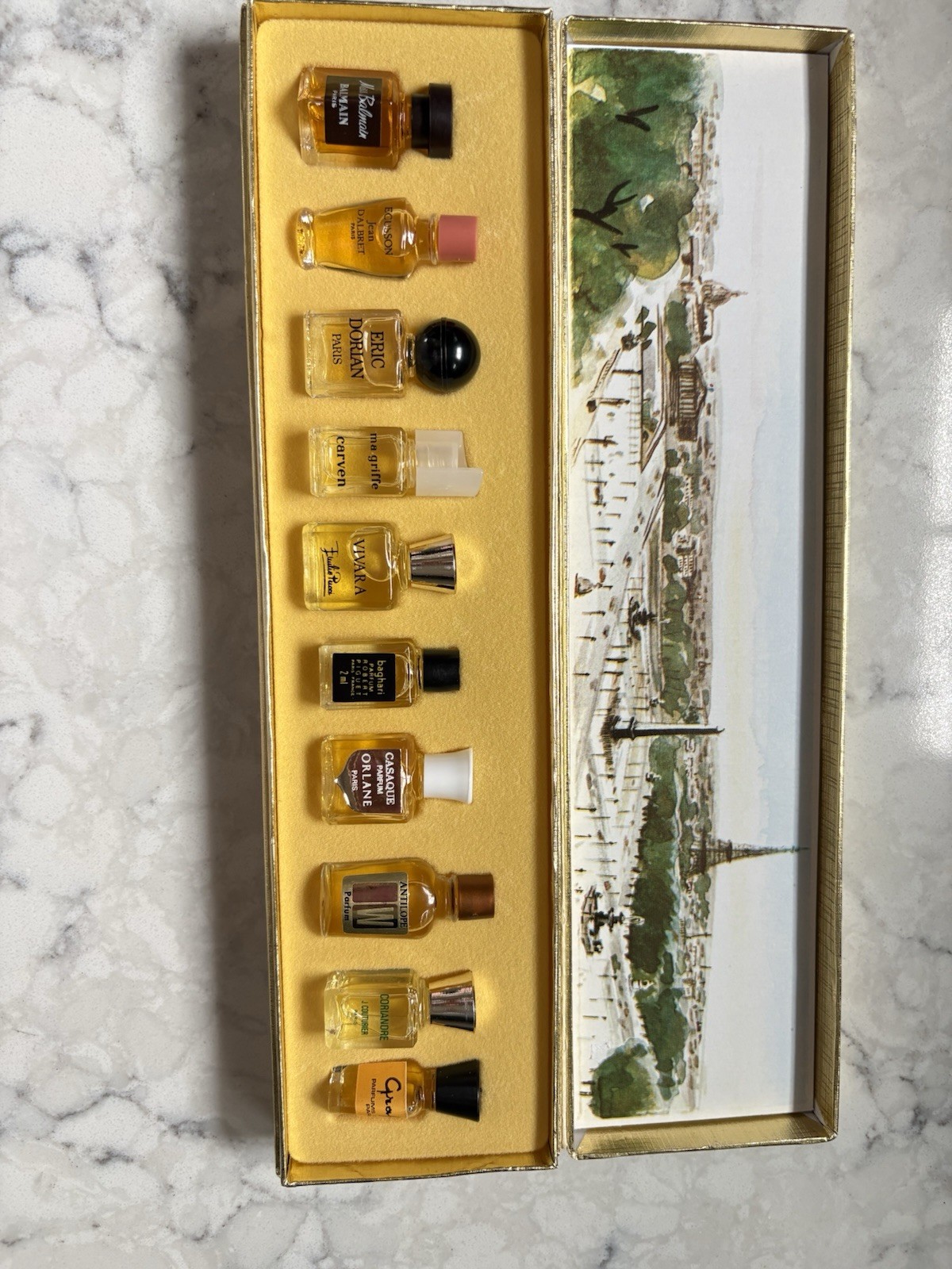 Vintage Les Meilleurs Parfums de Paris Miniature Perfume Set 10 FULL Bottles