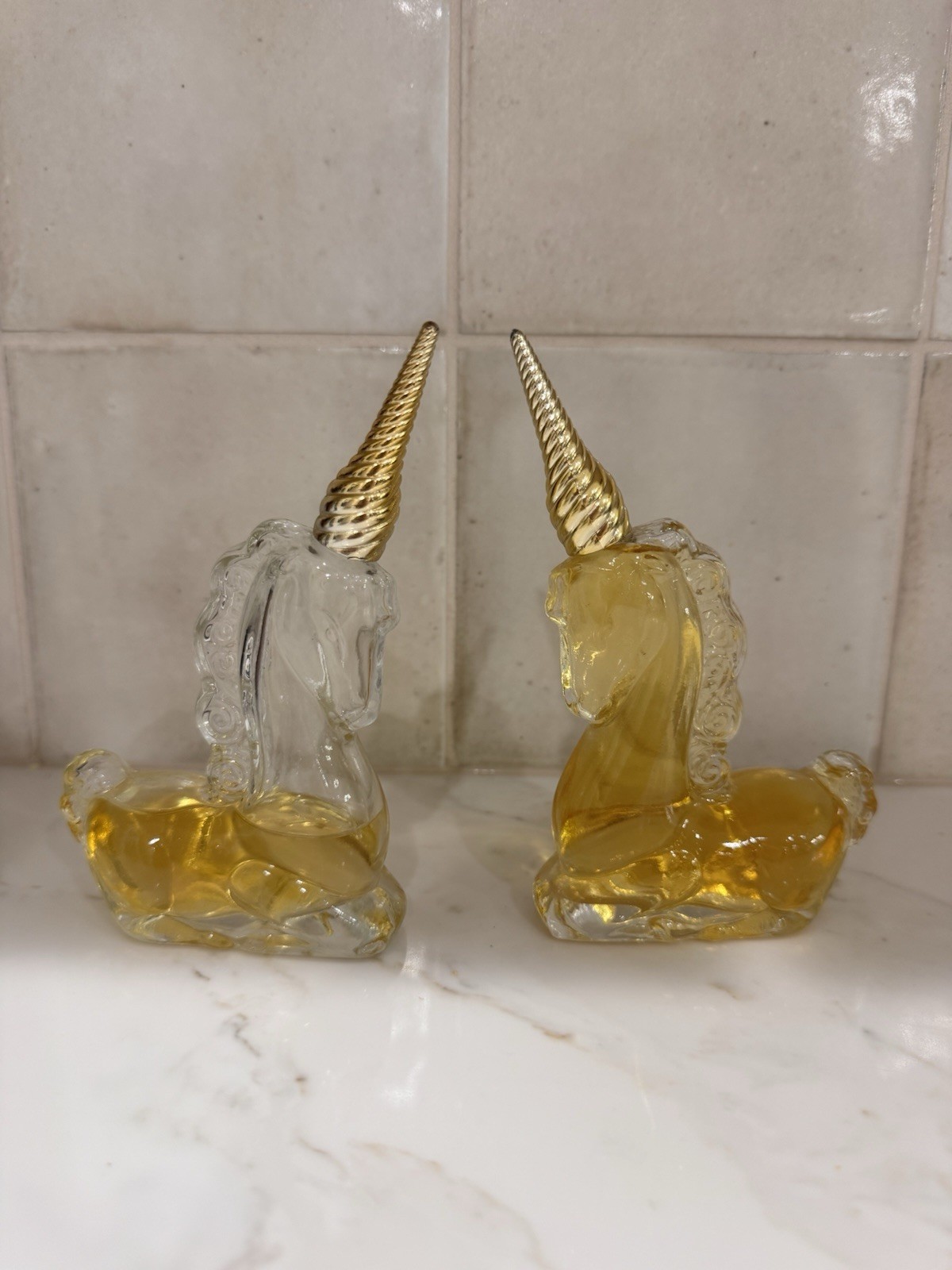 Set Of 2 Avon Unicorn Glass Perfume Cologne Bottle With Charisma Cologne New