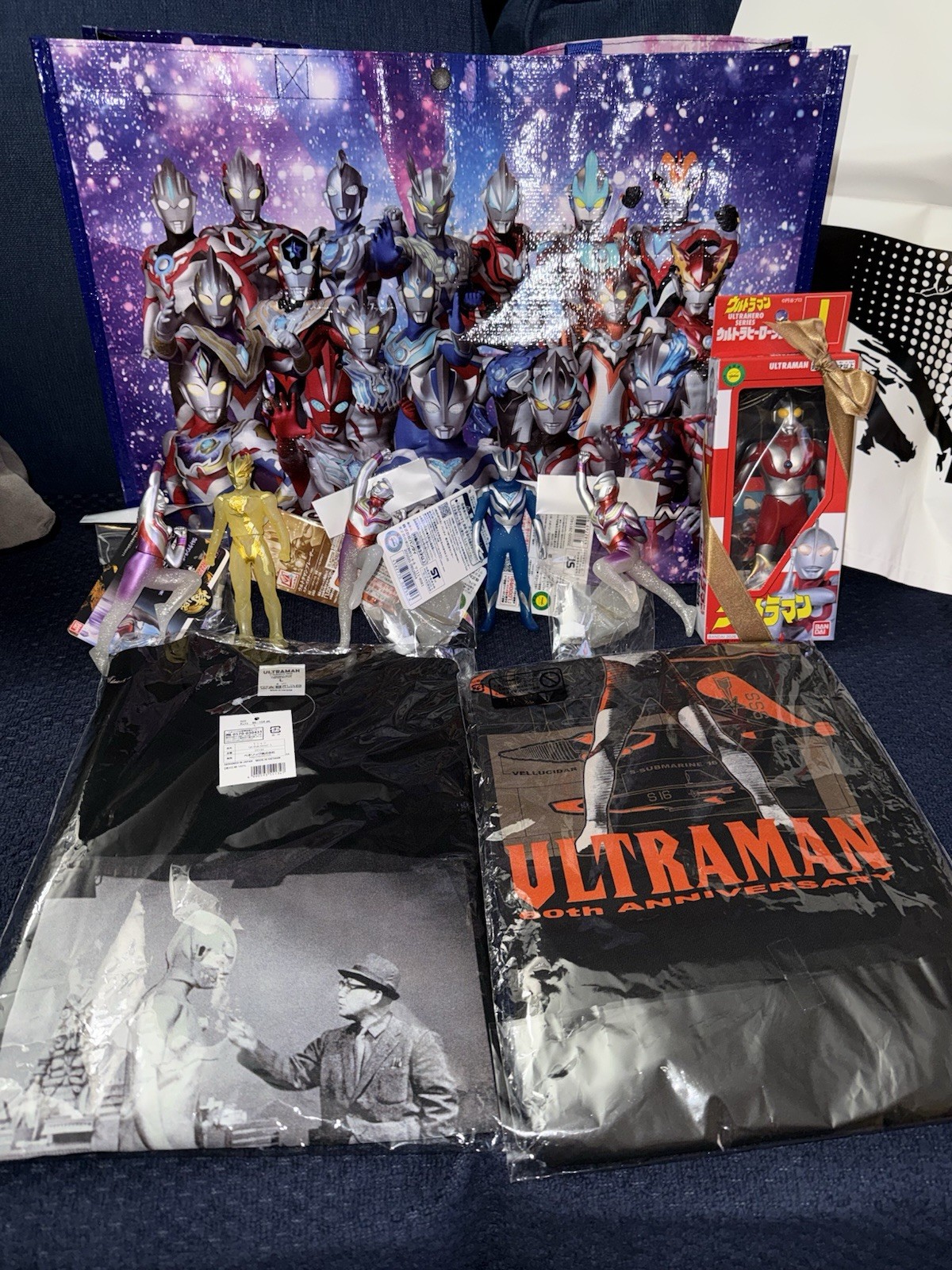 Ultraman 60th Anniversary 9pc Japan Lot Bandai Figures T-Shirts Tote Bag
